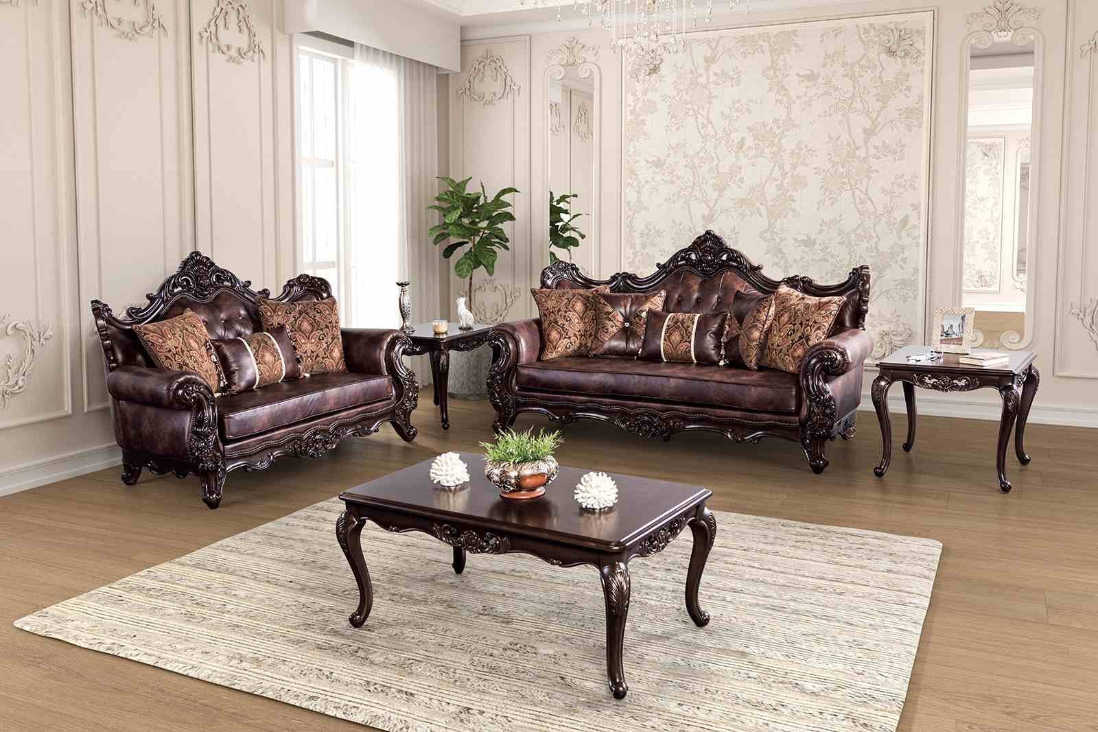 Palencia Loveseat, Dark Cherry/Light Brown - Image 2