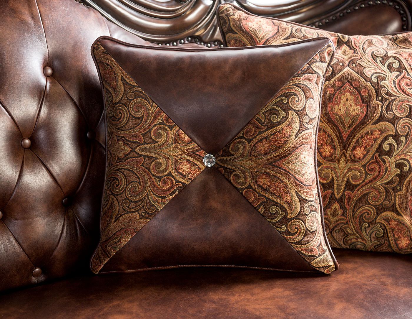 Palencia Sofa, Dark Cherry/Light Brown - Image 4