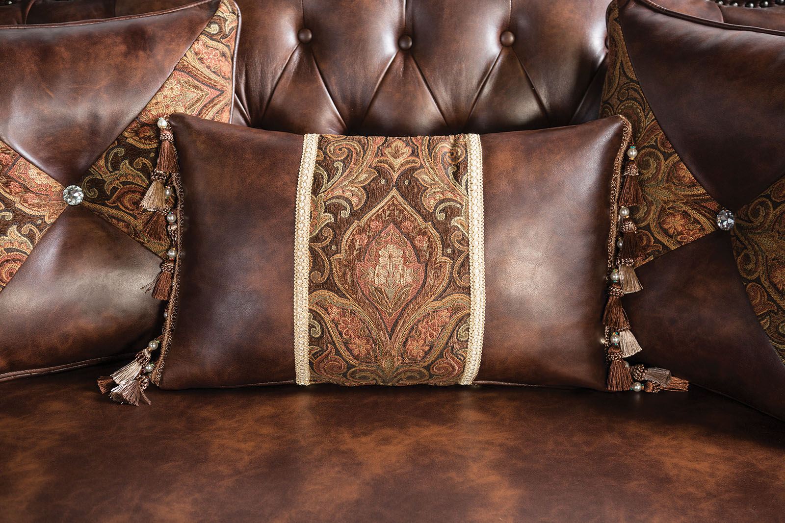 Palencia Sofa, Dark Cherry/Light Brown - Image 5