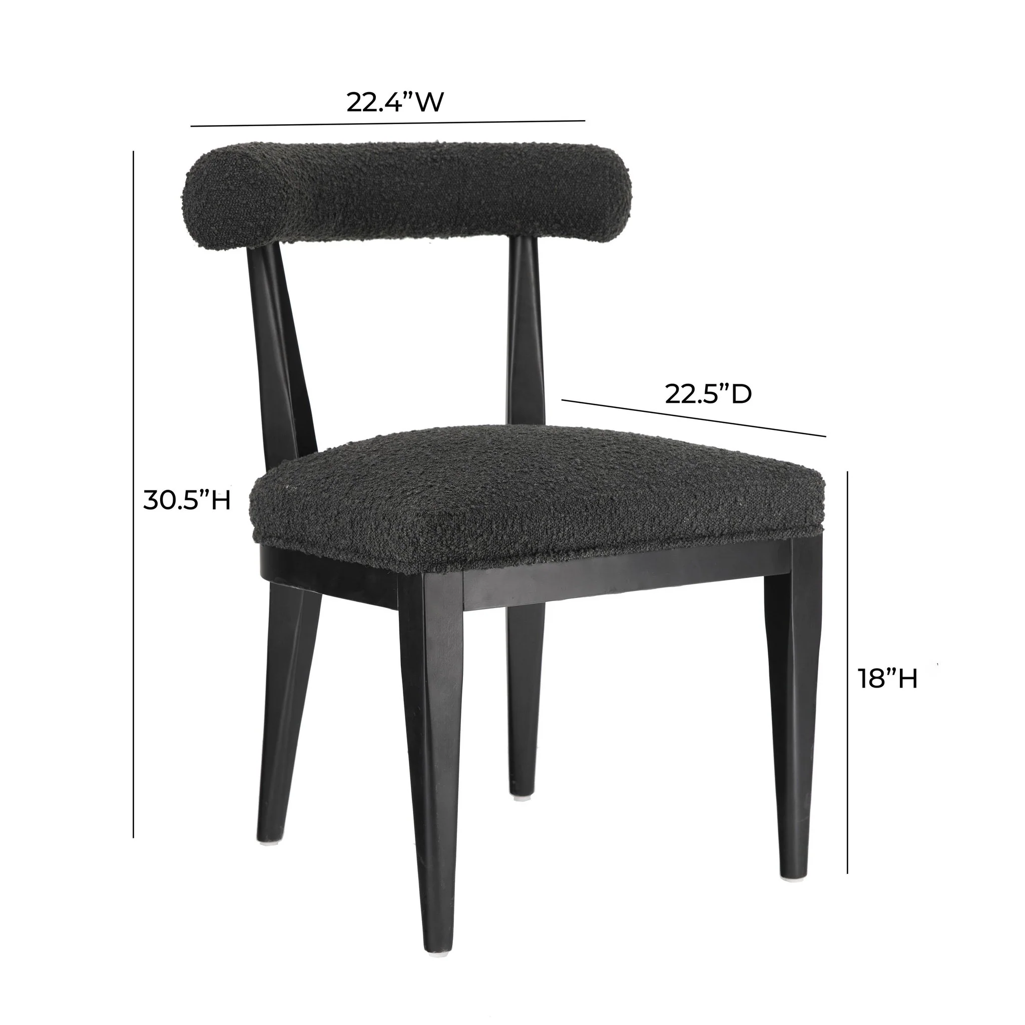 Palla Black Performance Boucle Dining Chair - Image 6