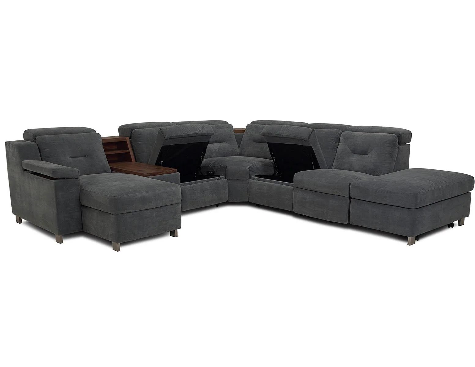 Palliser Apex 7pc Reclining Sectional with Left Hand Facing Storage Chaise - Image 2