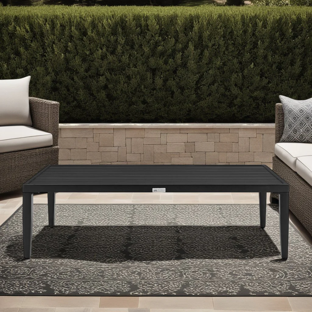 Palma Aluminum Outdoor Coffee Table in Black - Image 3
