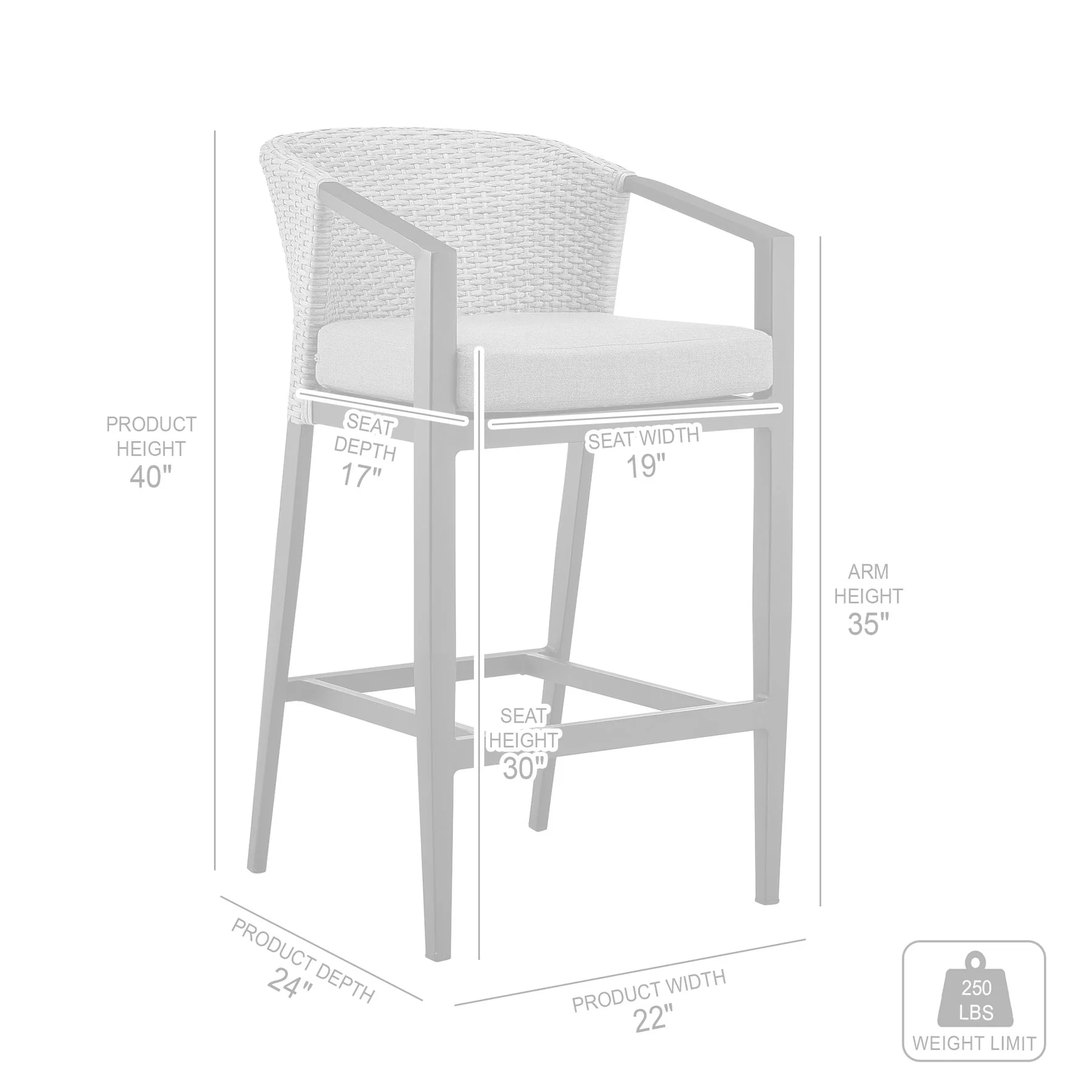 Palma Outdoor Patio 5-Piece Bar Table Set in Aluminum with Gray Cushions - Image 10