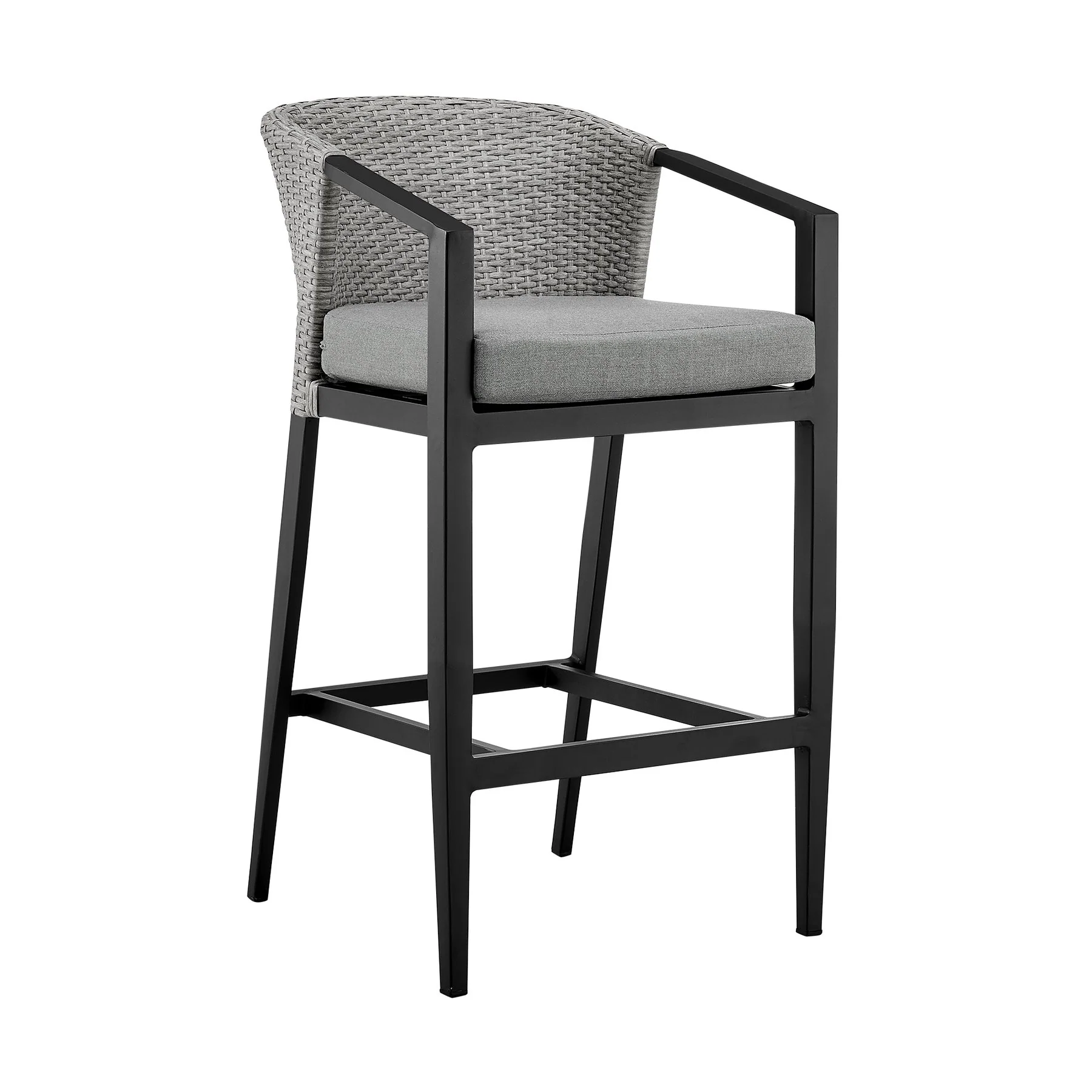 Palma Outdoor Patio 5-Piece Bar Table Set in Aluminum with Gray Cushions - Image 2