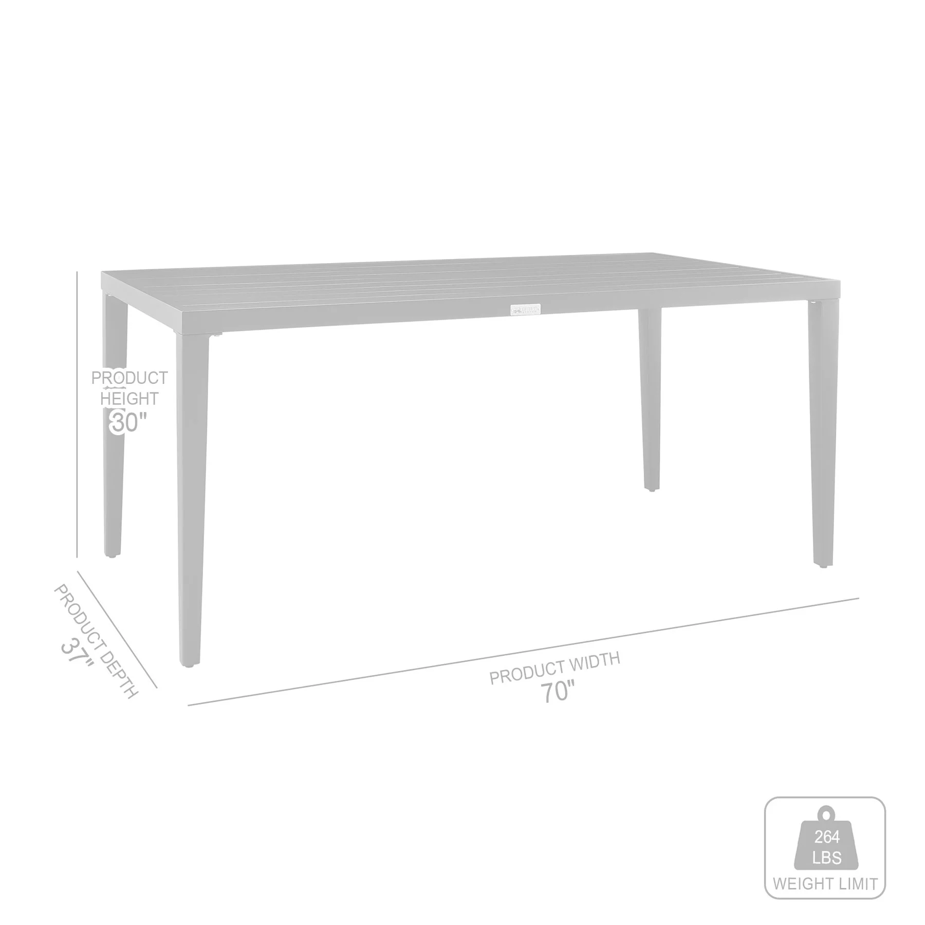 Palma Outdoor Patio 5-Piece Dining Table Set in Aluminum and Wicker with Gray Cushions - Image 10