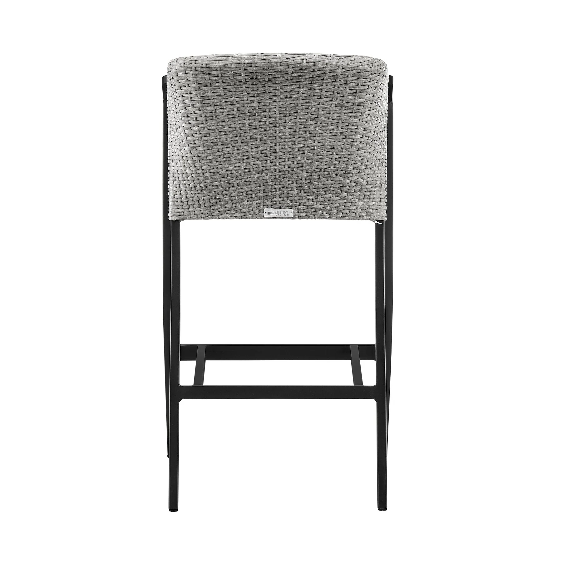 Palma Outdoor Patio Counter Height Bar Stool in Aluminum and Wicker with Gray Cushions - Image 5