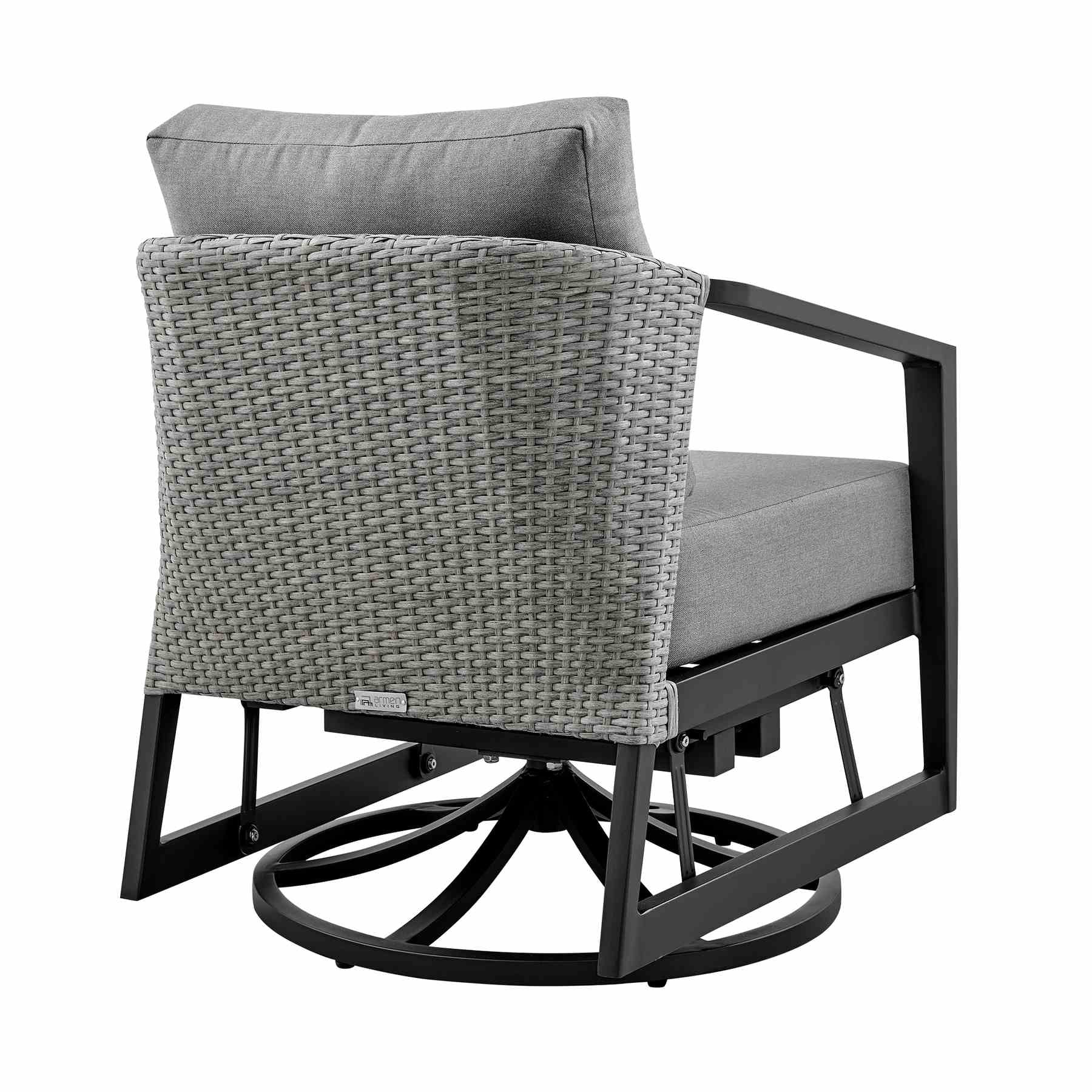 Palma Outdoor Patio Swivel Lounge Chair in Aluminum with Gray Cushions - Image 4