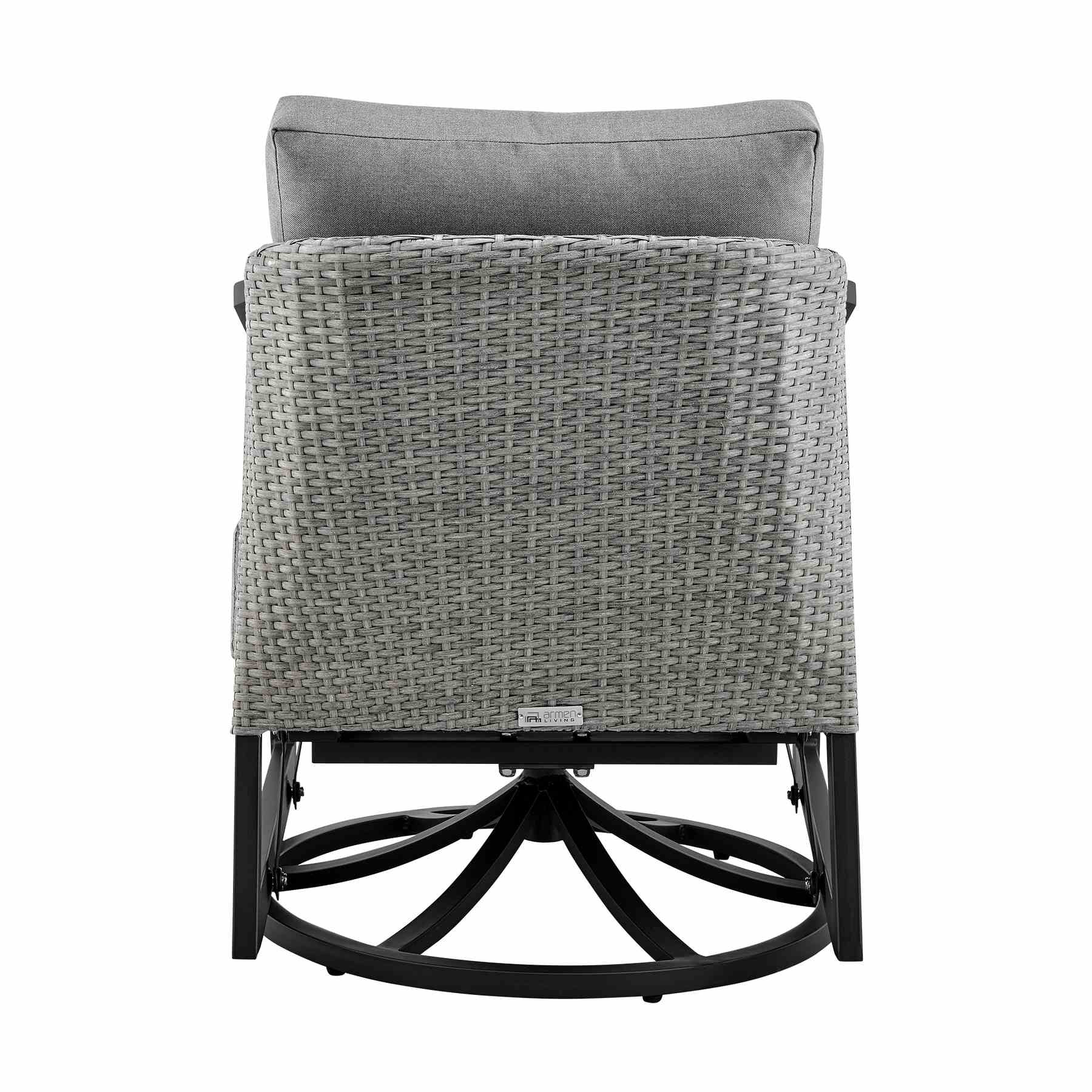 Palma Outdoor Patio Swivel Lounge Chair in Aluminum with Gray Cushions - Image 5