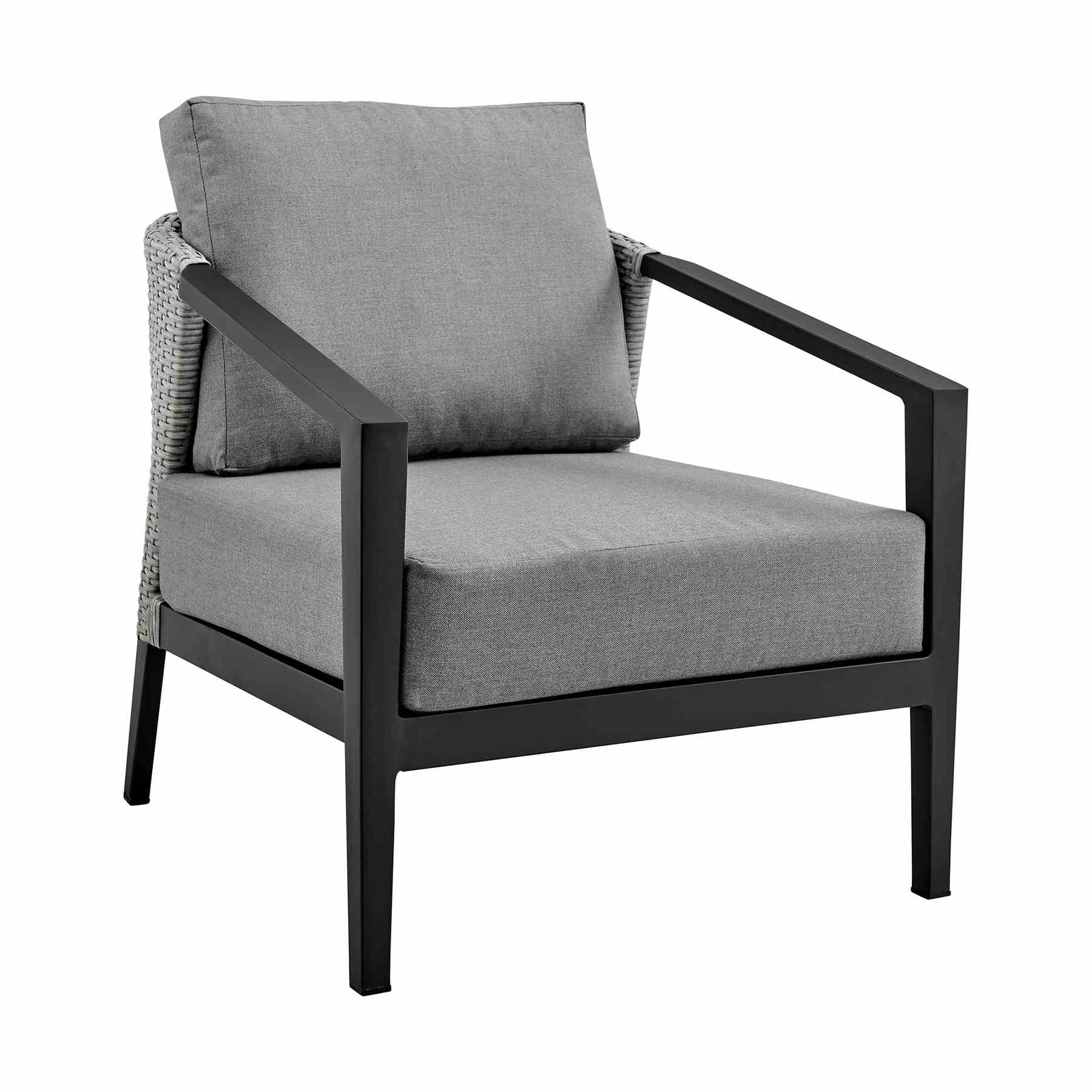 Palma Wicker and Aluminum Outdoor Chair in Black and Dark Gray - Image 2