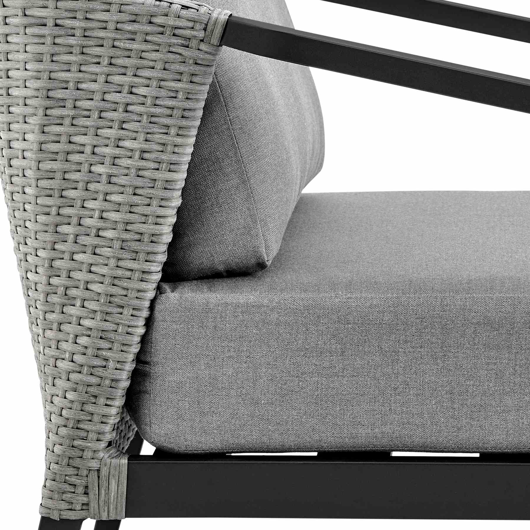 Palma Wicker and Aluminum Outdoor Chair in Black and Dark Gray - Image 4