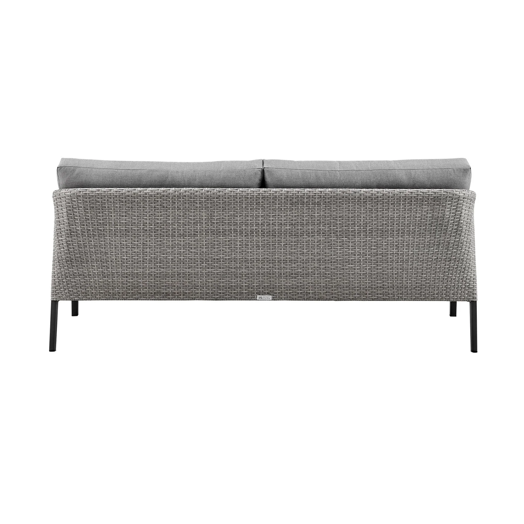 Palma Wicker and Aluminum Outdoor Sofa in Black and Dark Gray - Image 3