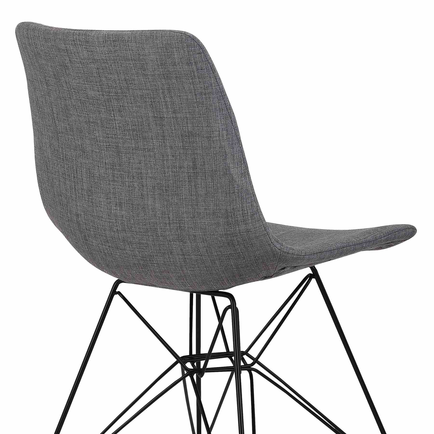 Palmetto Contemporary Dining Chair in Charcoal Fabric with Black Metal Legs - Image 5