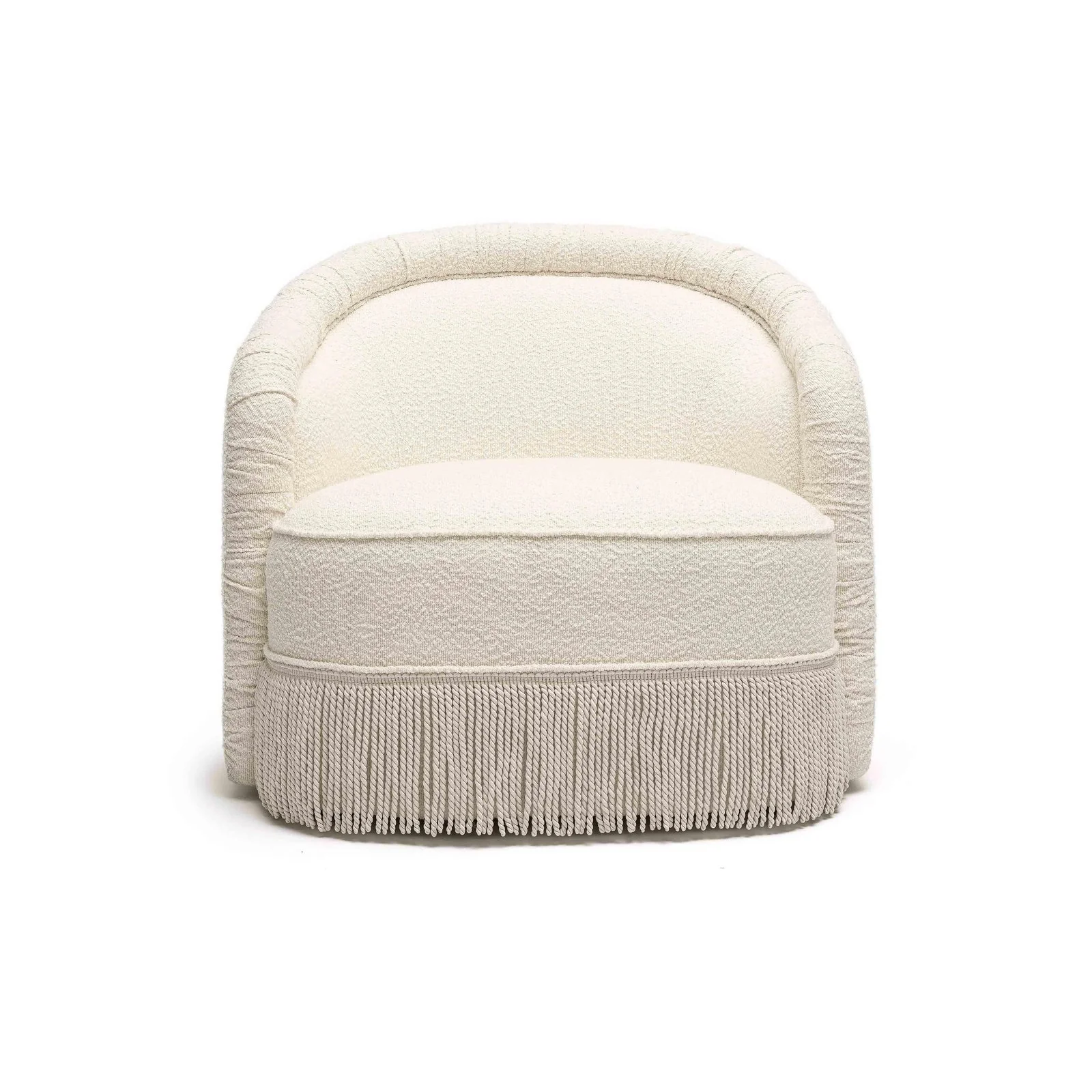 Pamela Cream Boucle Tassel Lounge Chair - Image 3