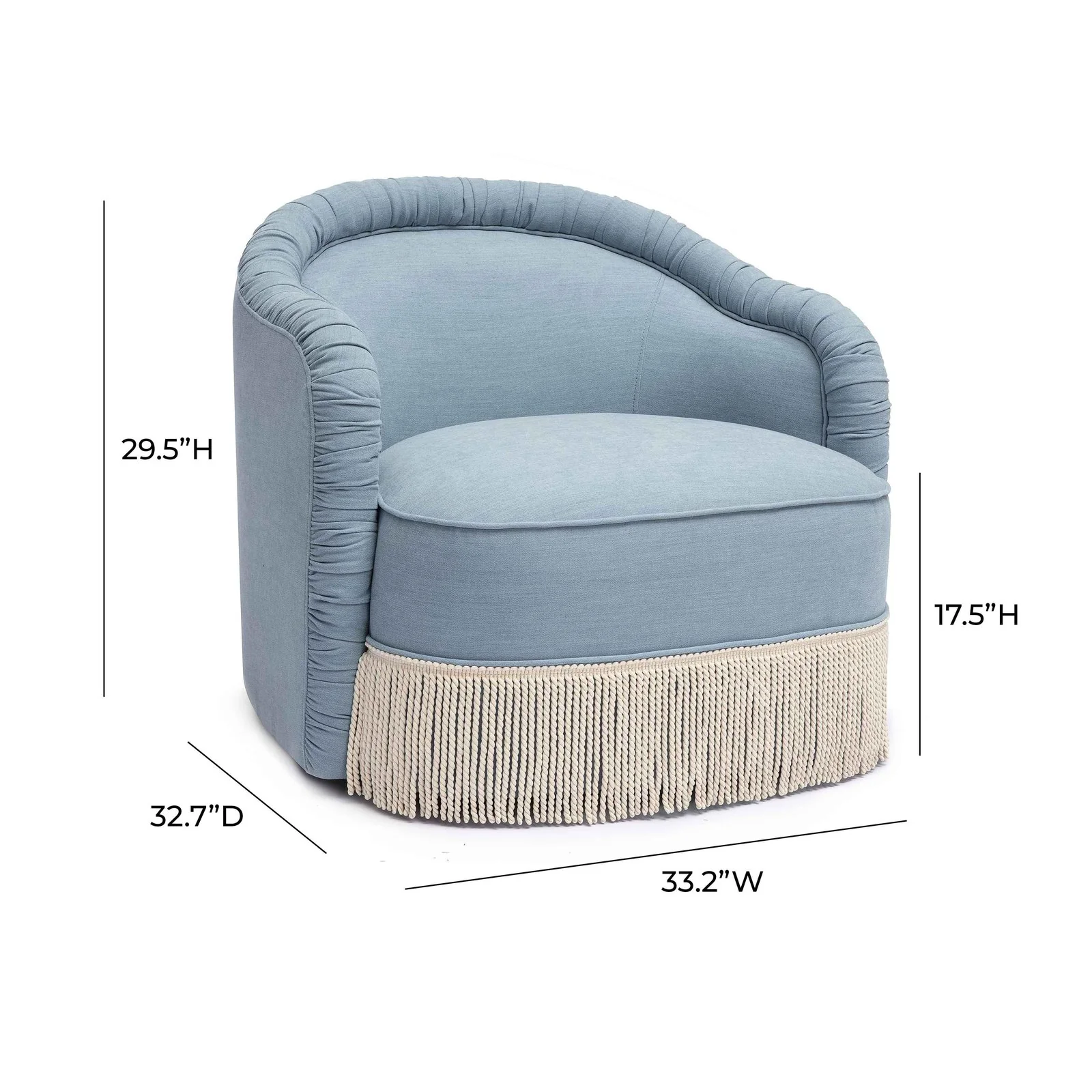 Pamela Faded Blue Recycled Fabric Tassel Lounge Chair - Image 7