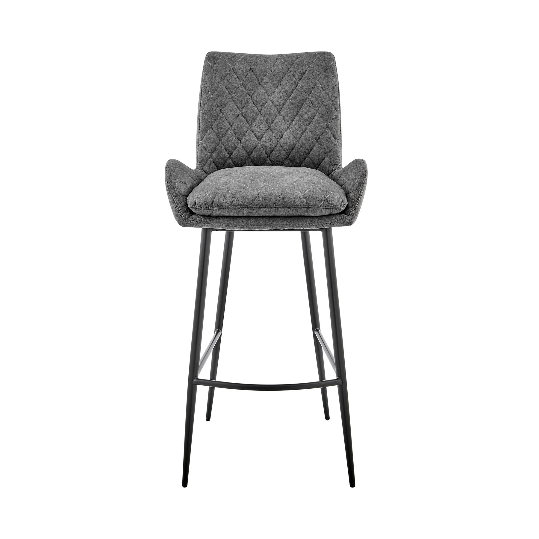 Panama 26" Counter Height Bar Stool in Charcoal Fabric and Black Finish - Image 2