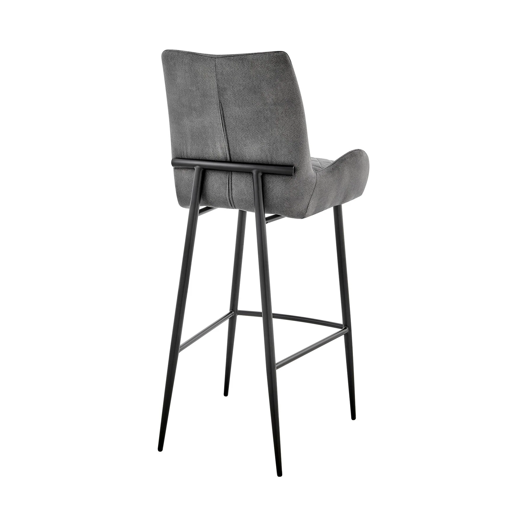 Panama 30" Bar Height Bar Stool in Charcoal Fabric and Black Finish - Image 4