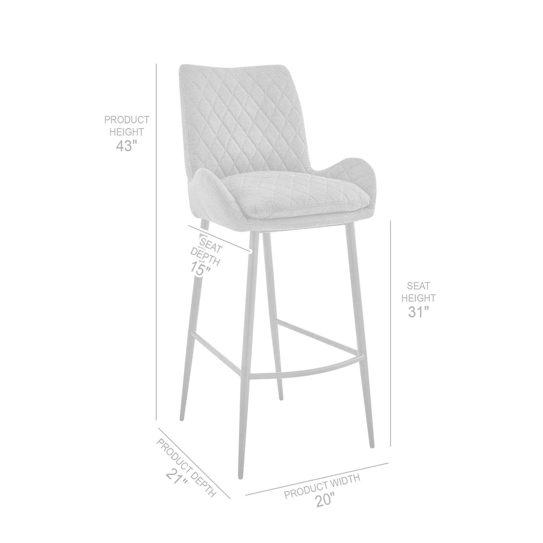 Panama 30" Bar Height Bar Stool in Charcoal Fabric and Black Finish - Image 8