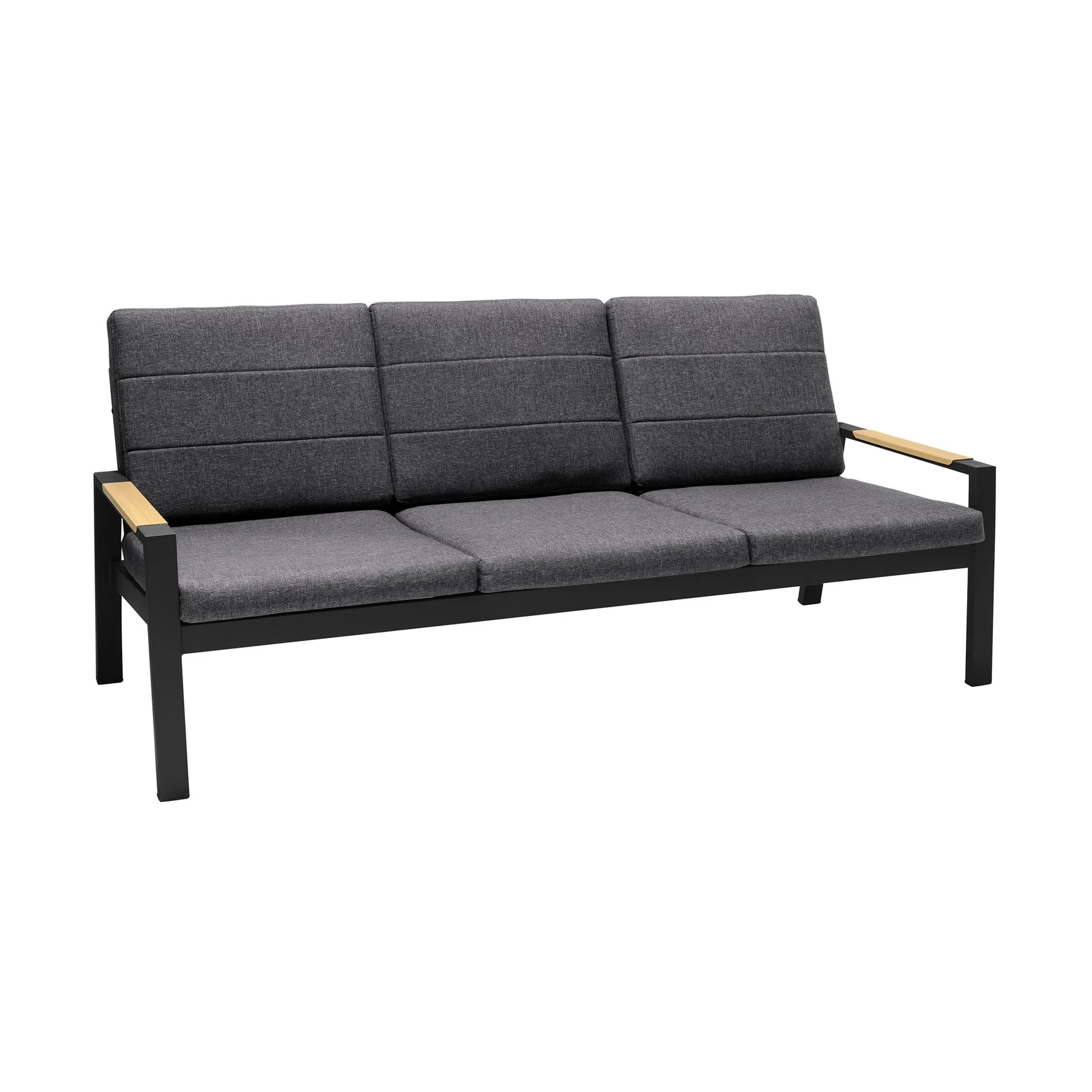 Panama Outdoor 4 Piece Black Aluminum Sofa Seating Set with Dark Gray Olefin - Image 3