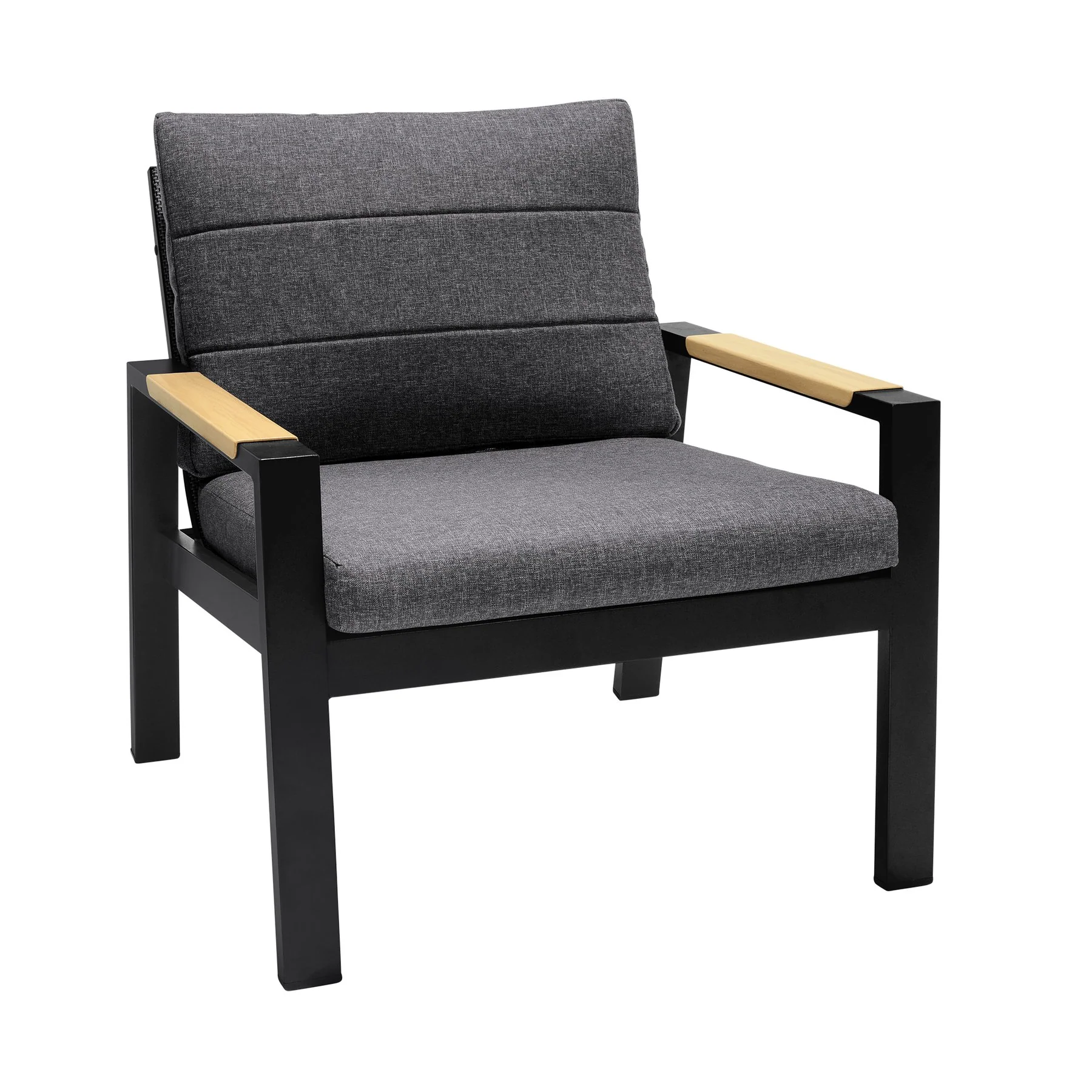 Panama Outdoor 4 Piece Black Aluminum Sofa Seating Set with Dark Gray Olefin - Image 4