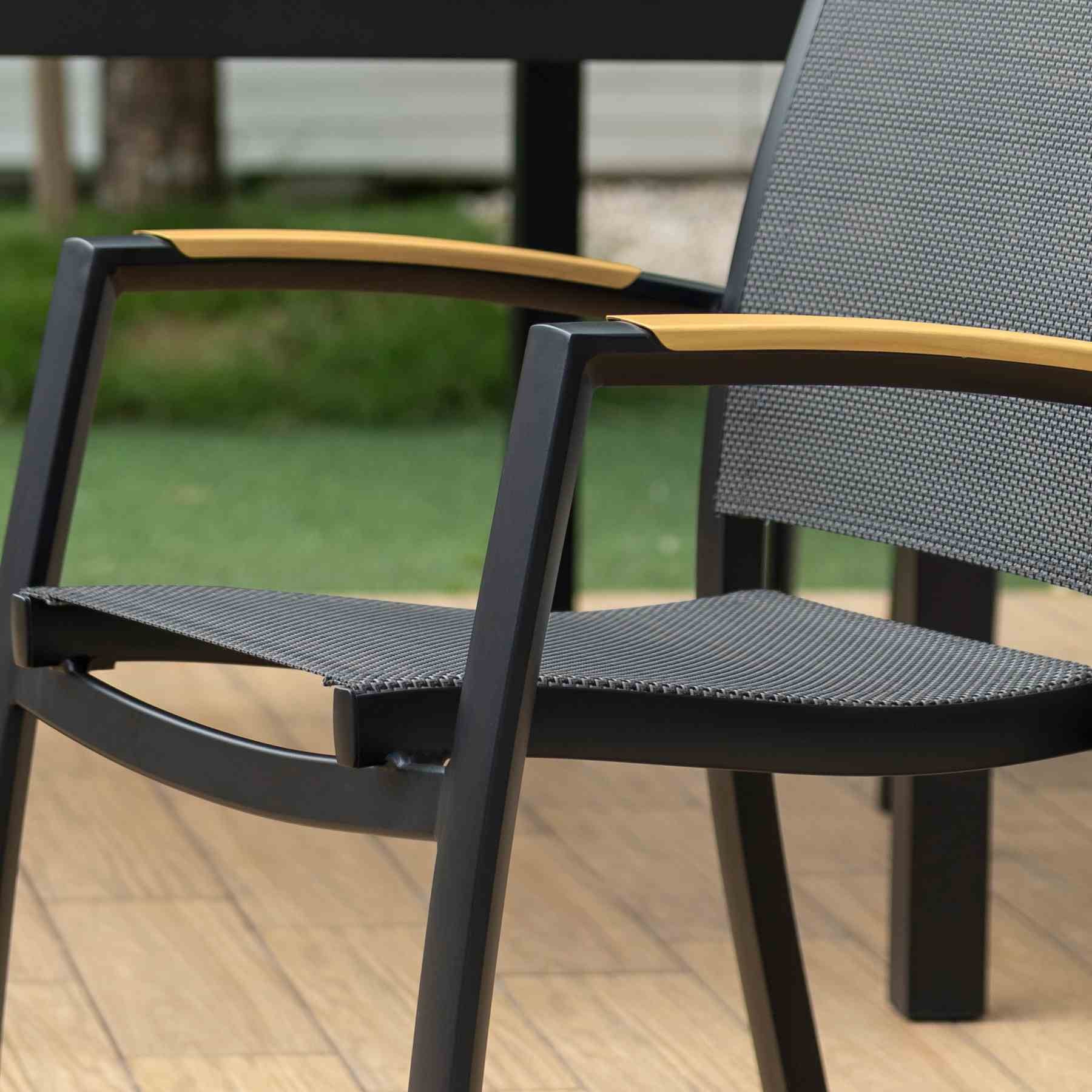 Panama Outdoor 5 Piece Black Aluminum Dining Set - Image 6