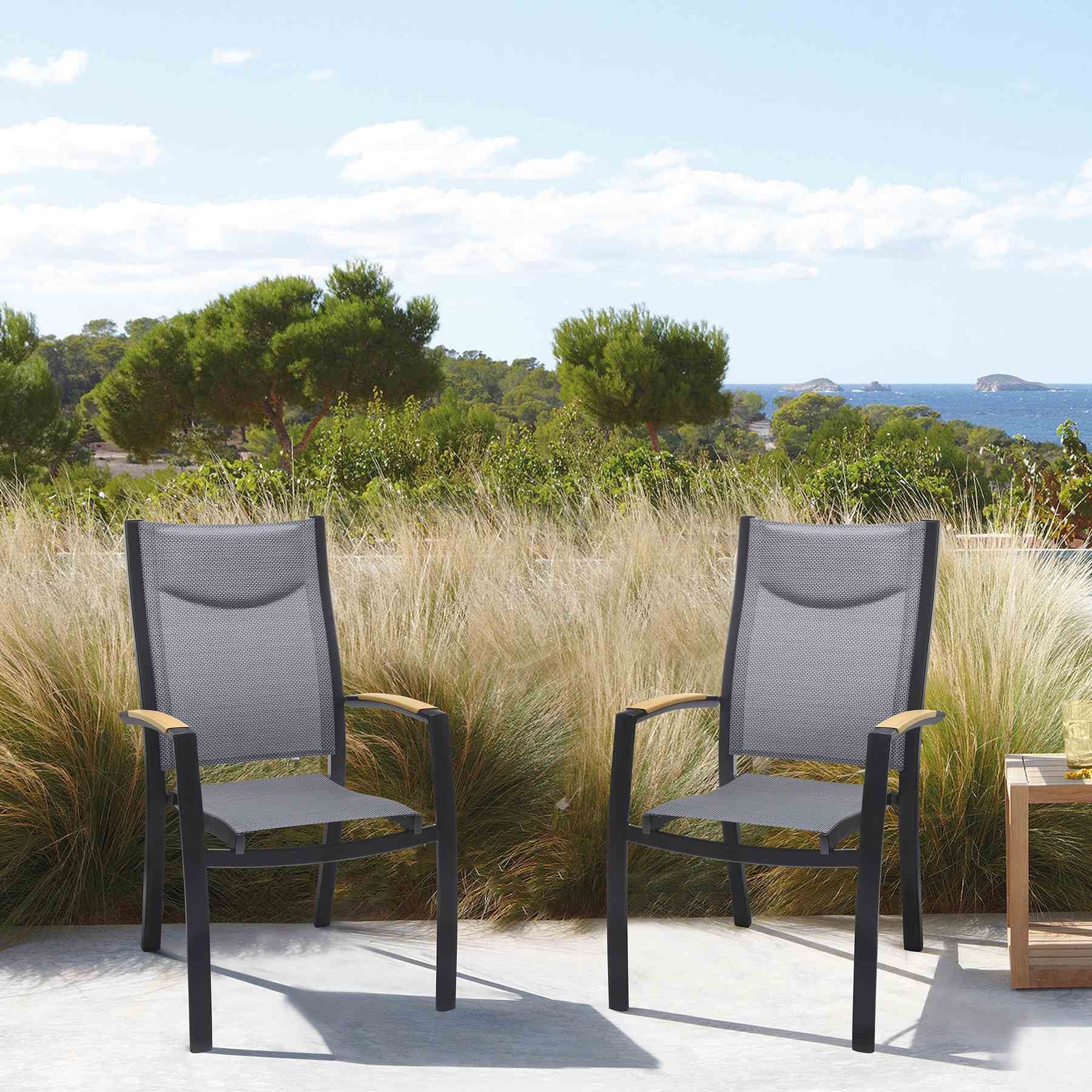 Panama Outdoor Black Aluminum Stacking Dining Chair - Set of 2 - Image 7
