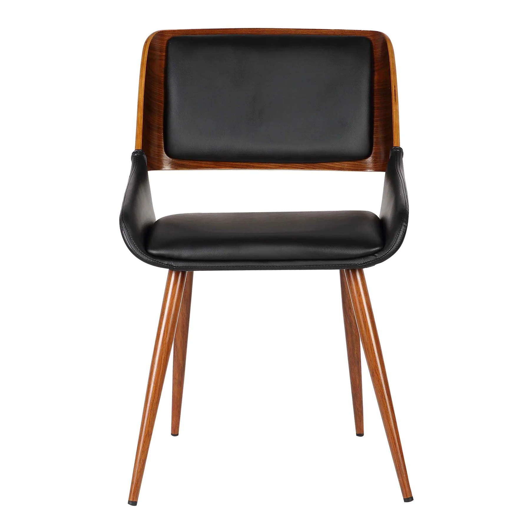 Panda Mid-Century Dining Chair in Walnut Finish and Black Faux Leather - Image 2