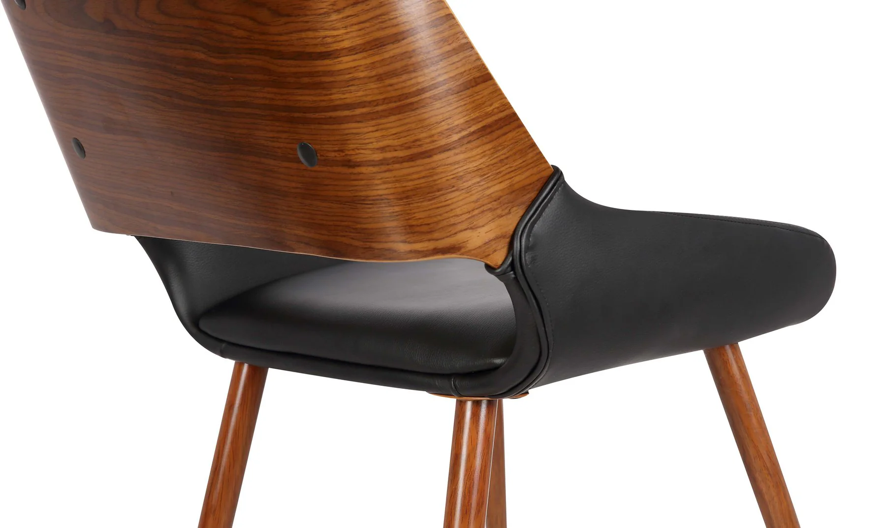 Panda Mid-Century Dining Chair in Walnut Finish and Black Faux Leather - Image 6