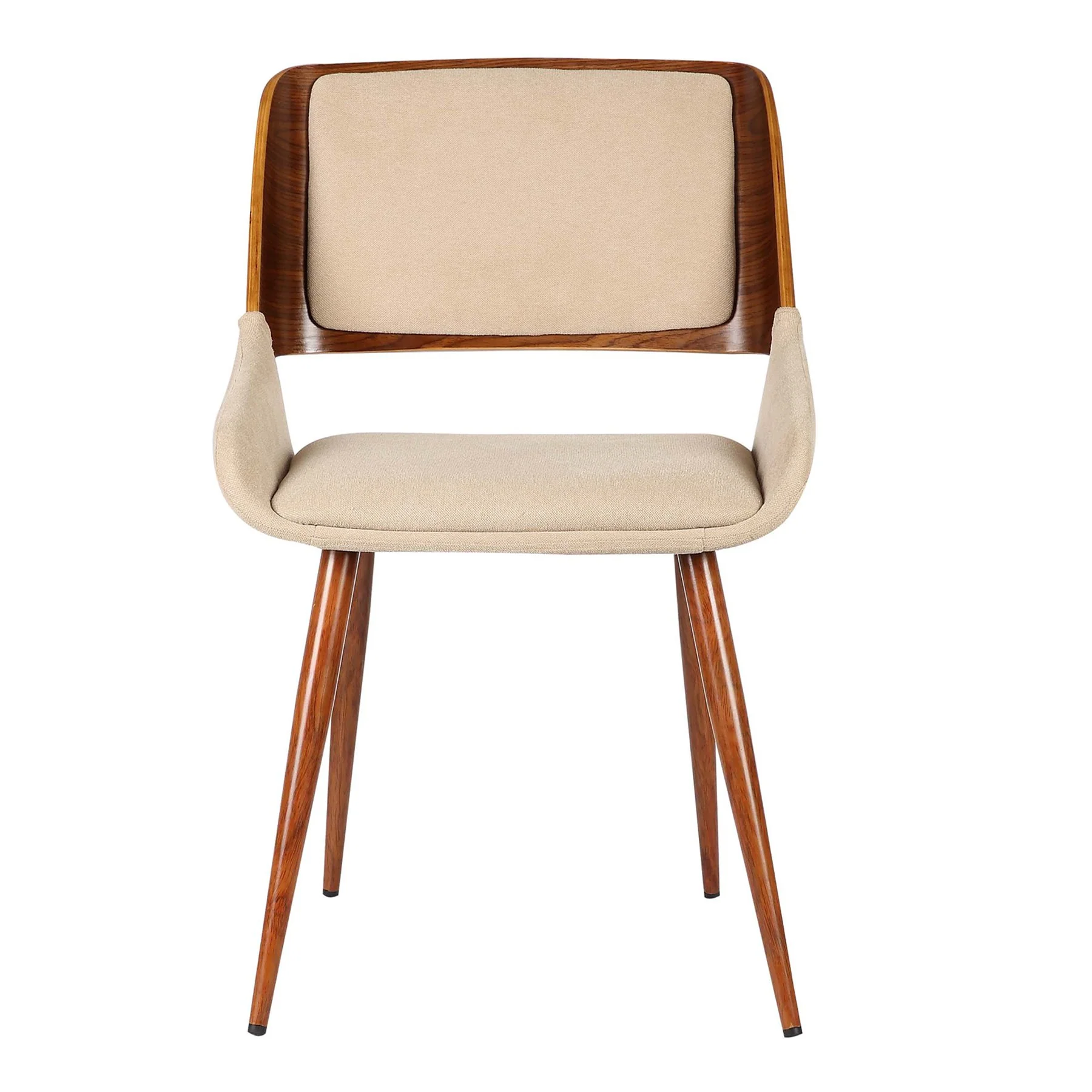 Panda Mid-Century Dining Chair in Walnut Finish and Brown Fabric - Image 2