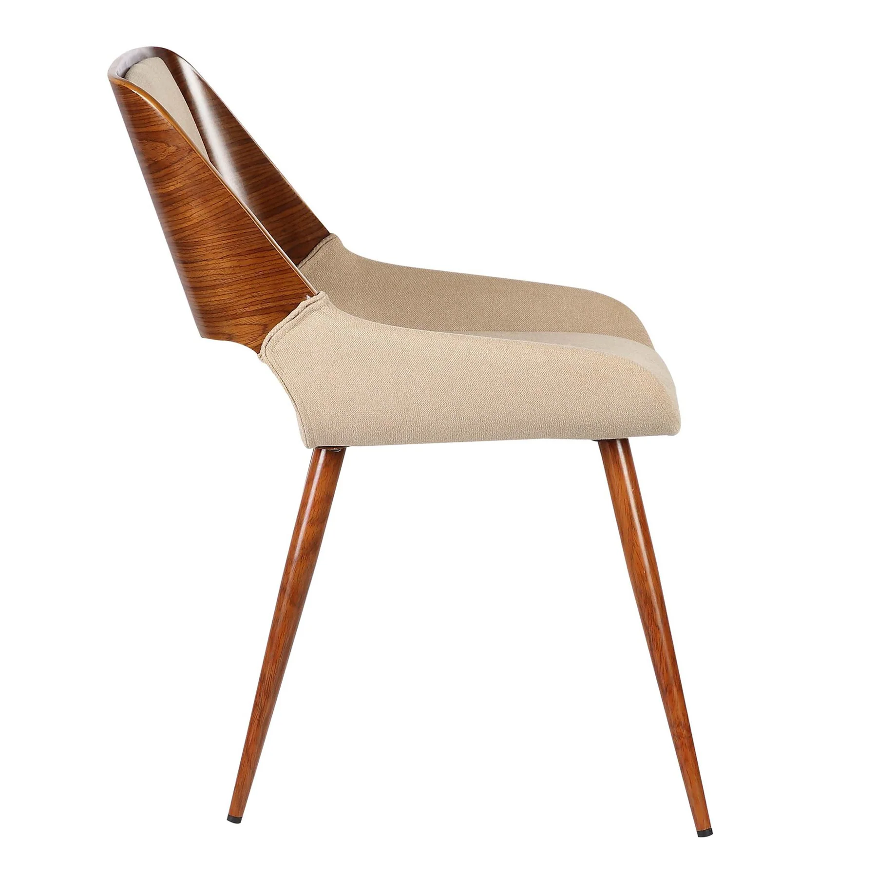 Panda Mid-Century Dining Chair in Walnut Finish and Brown Fabric - Image 3