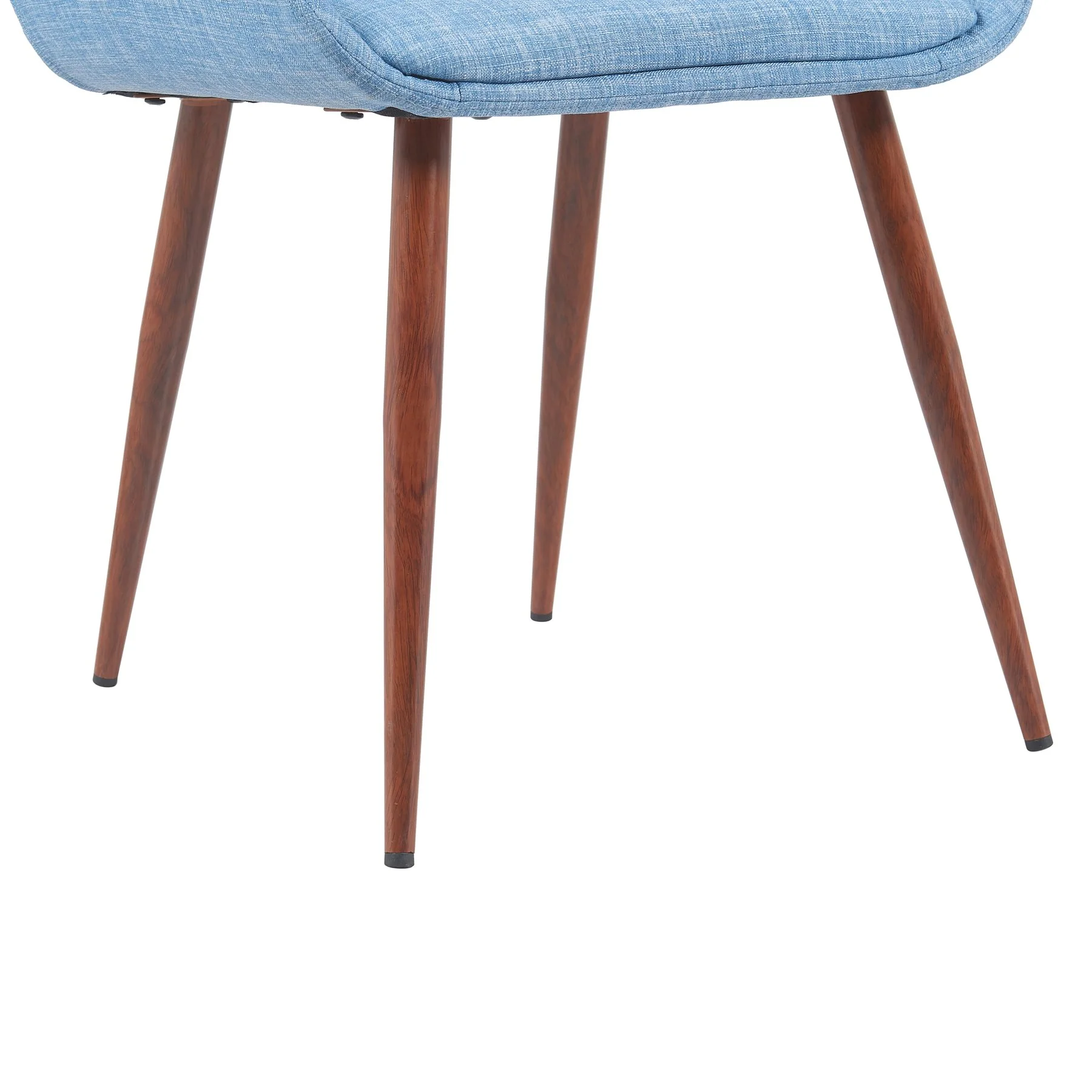 Panda Mid-Century Upholstered Dining Chair in Walnut Finish with Light Blue Fabric Seat - Image 6