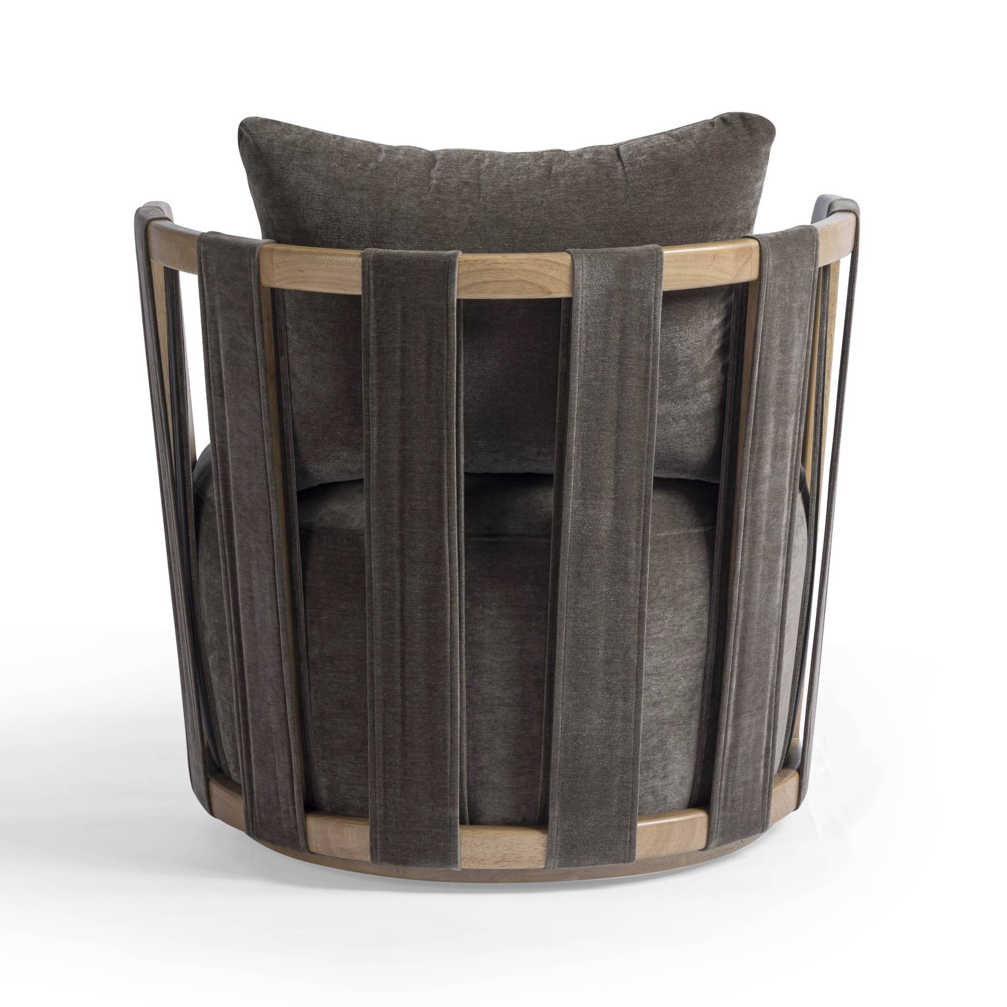 Paolo Chocolate Brown Upcycled Fabric Swivel Chair - Image 5