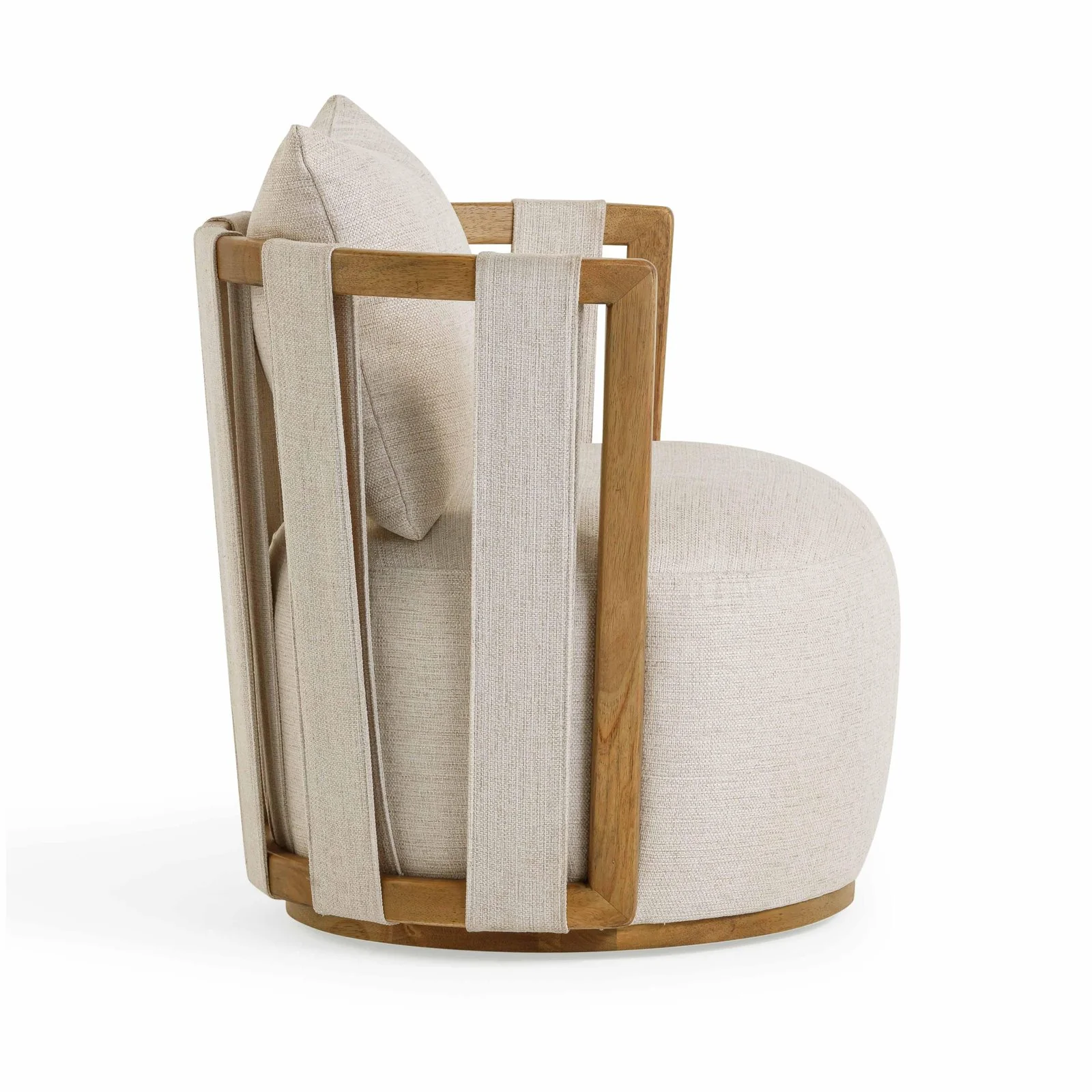 Paolo Cream Textured Weave Swivel Chair - Image 6