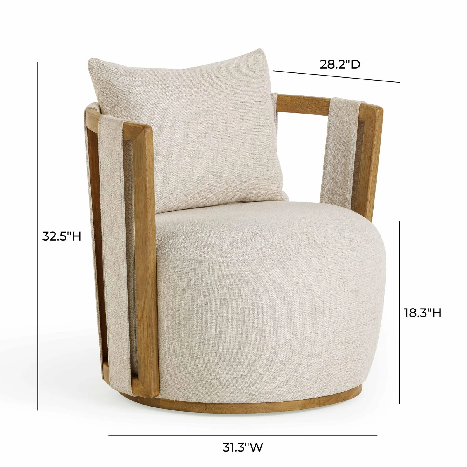Paolo Cream Textured Weave Swivel Chair - Image 8