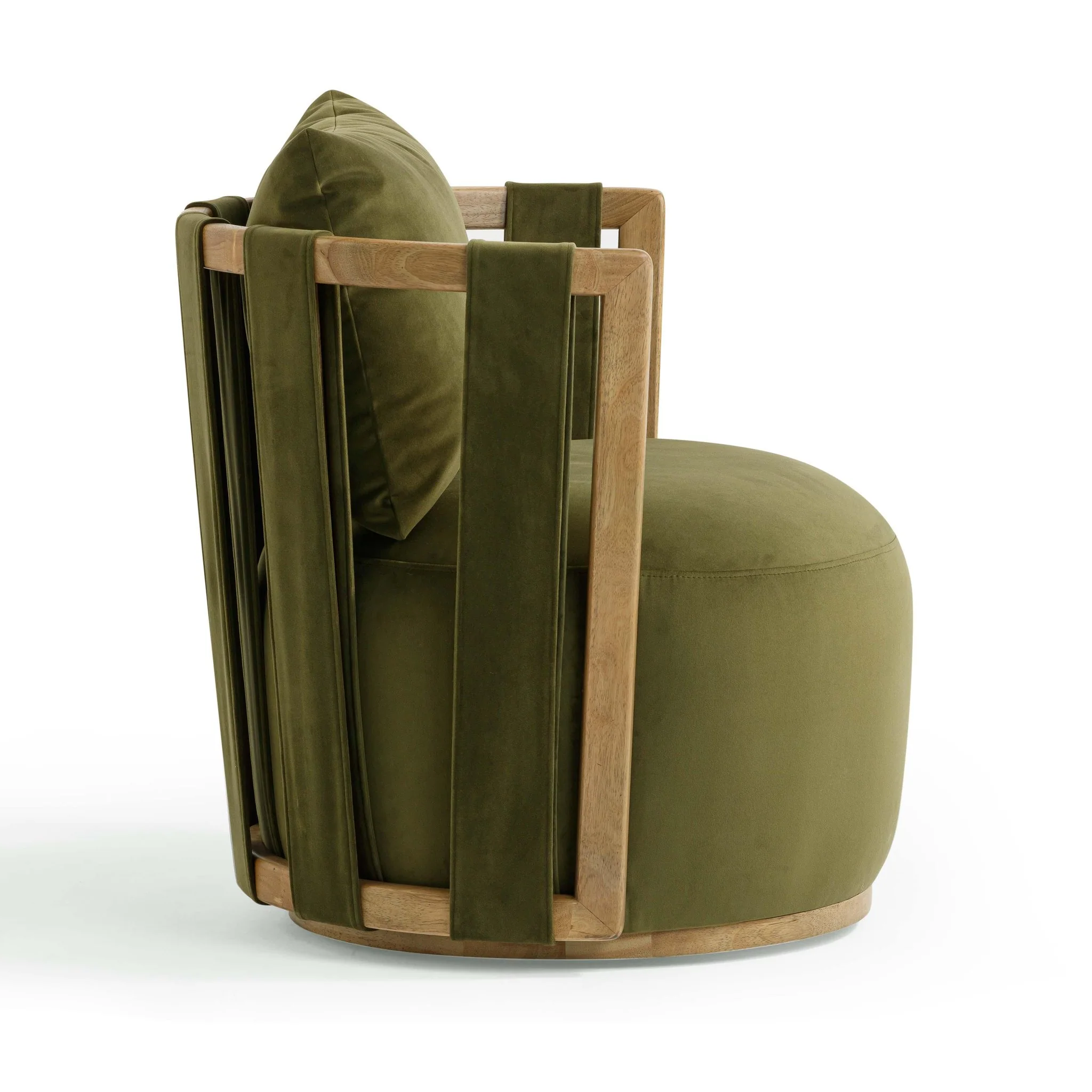 Paolo Green Upcycled Velvet Swivel Chair - Image 6