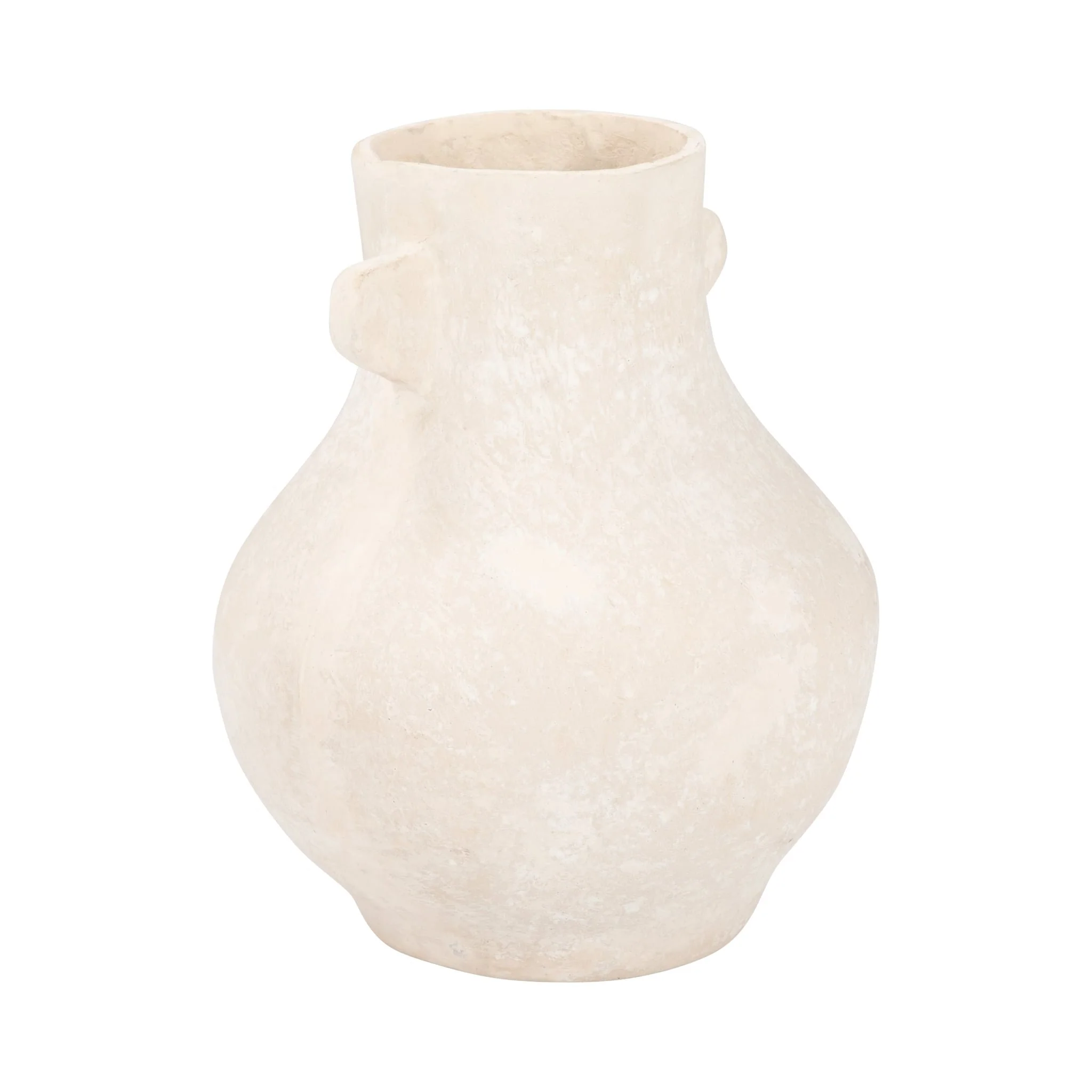 Paper Mache, 10" Eared Vase, Ivory - Image 4