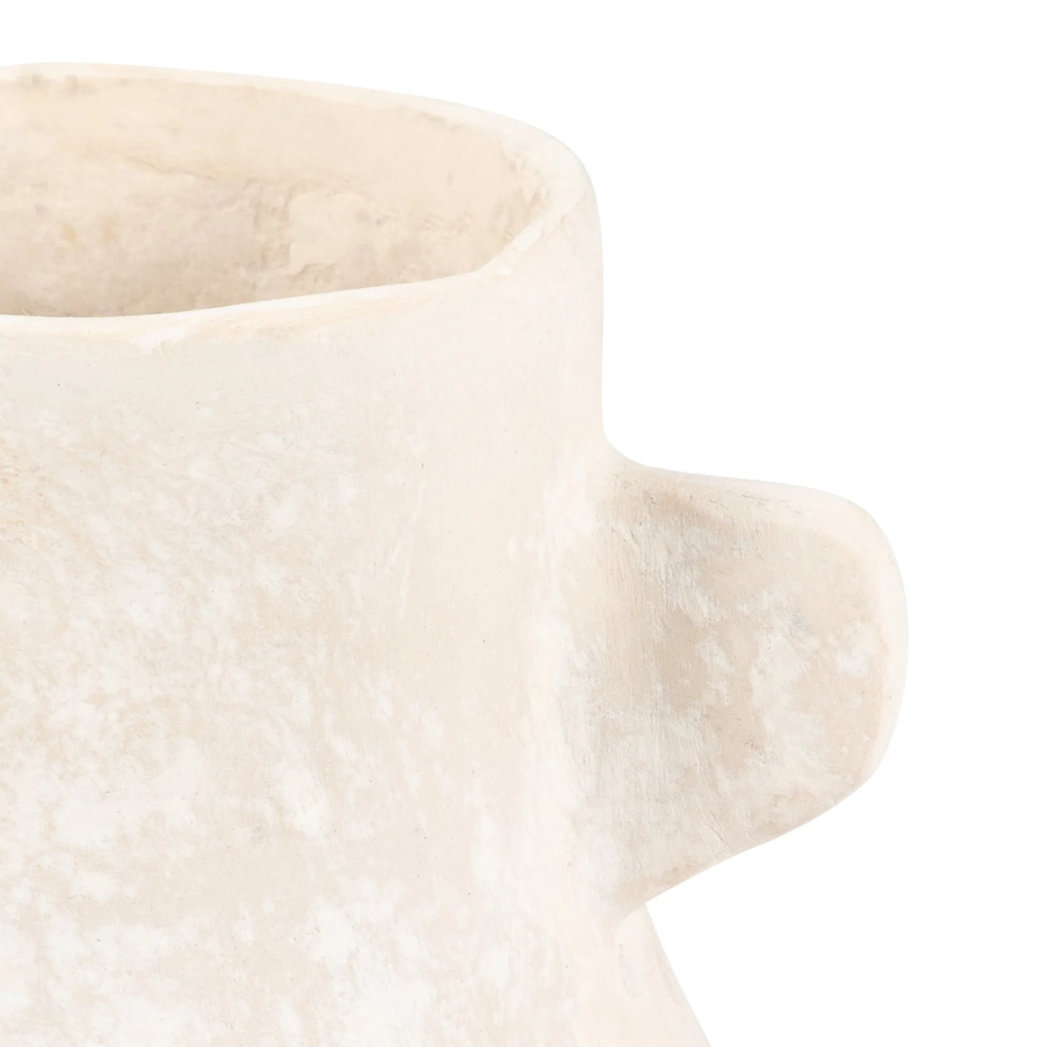 Paper Mache, 10" Eared Vase, Ivory - Image 6
