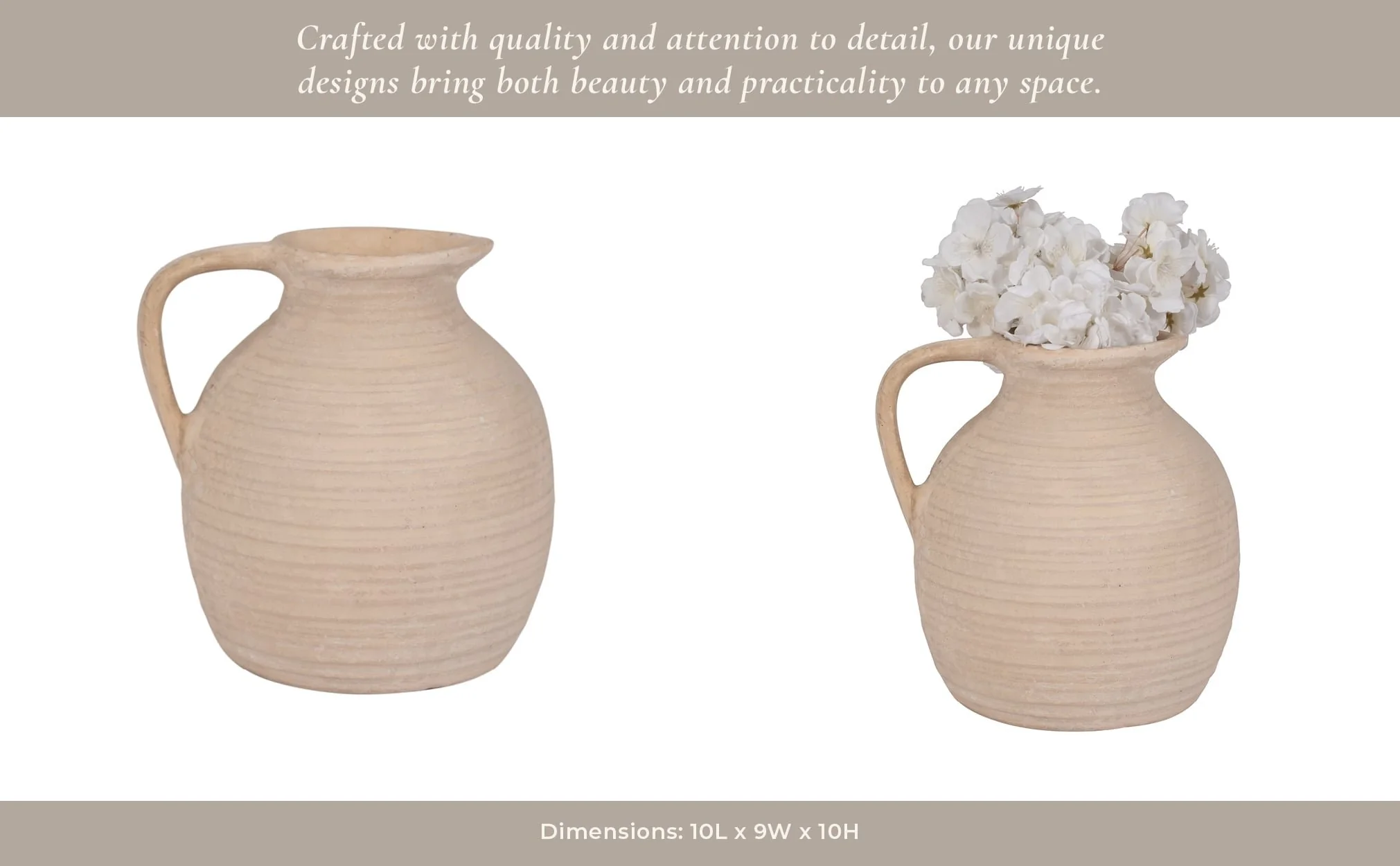 Paper Mache, 10" Pitcher, Ivory - Image 14