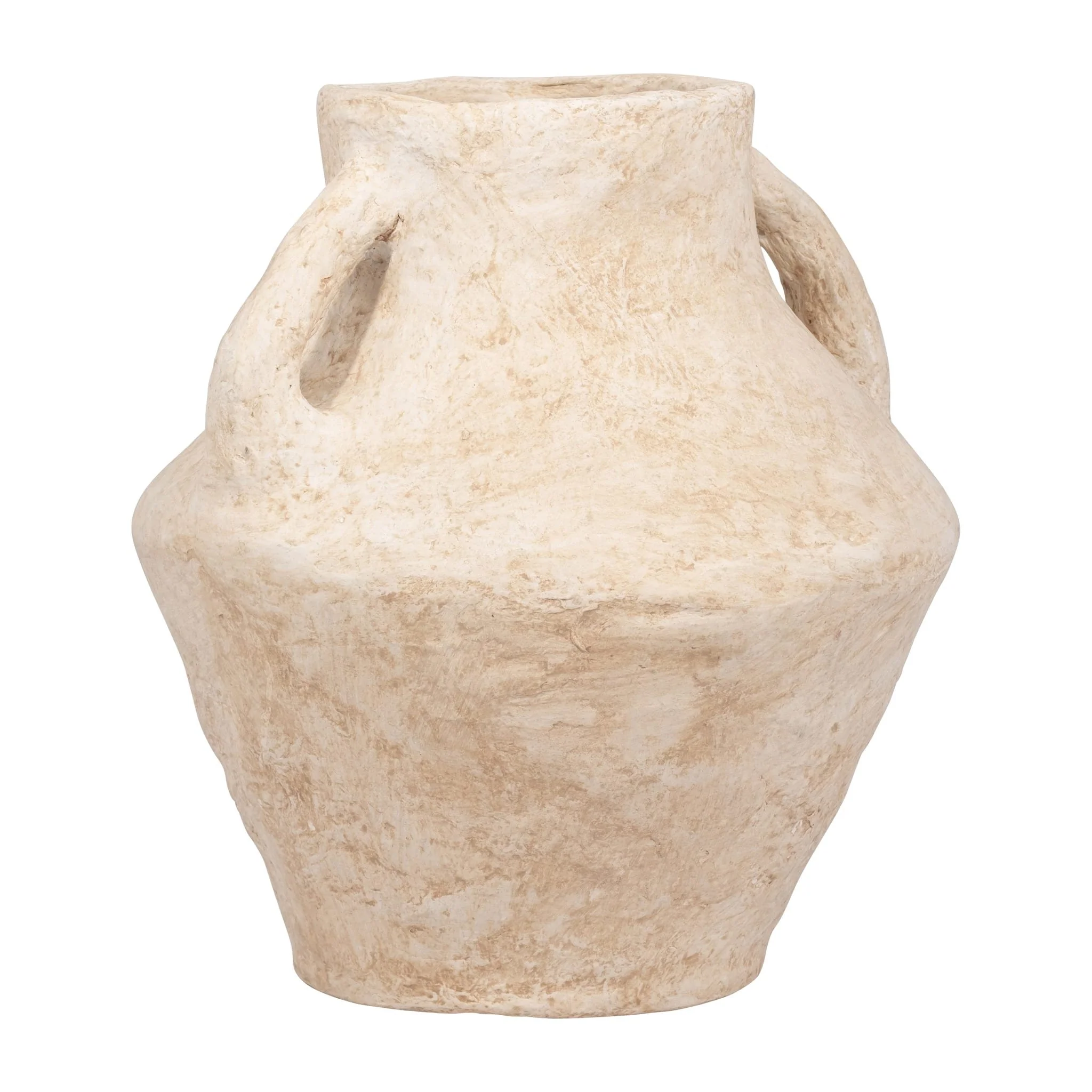 Paper Mache, 14" Vase With Handles, White - Image 2