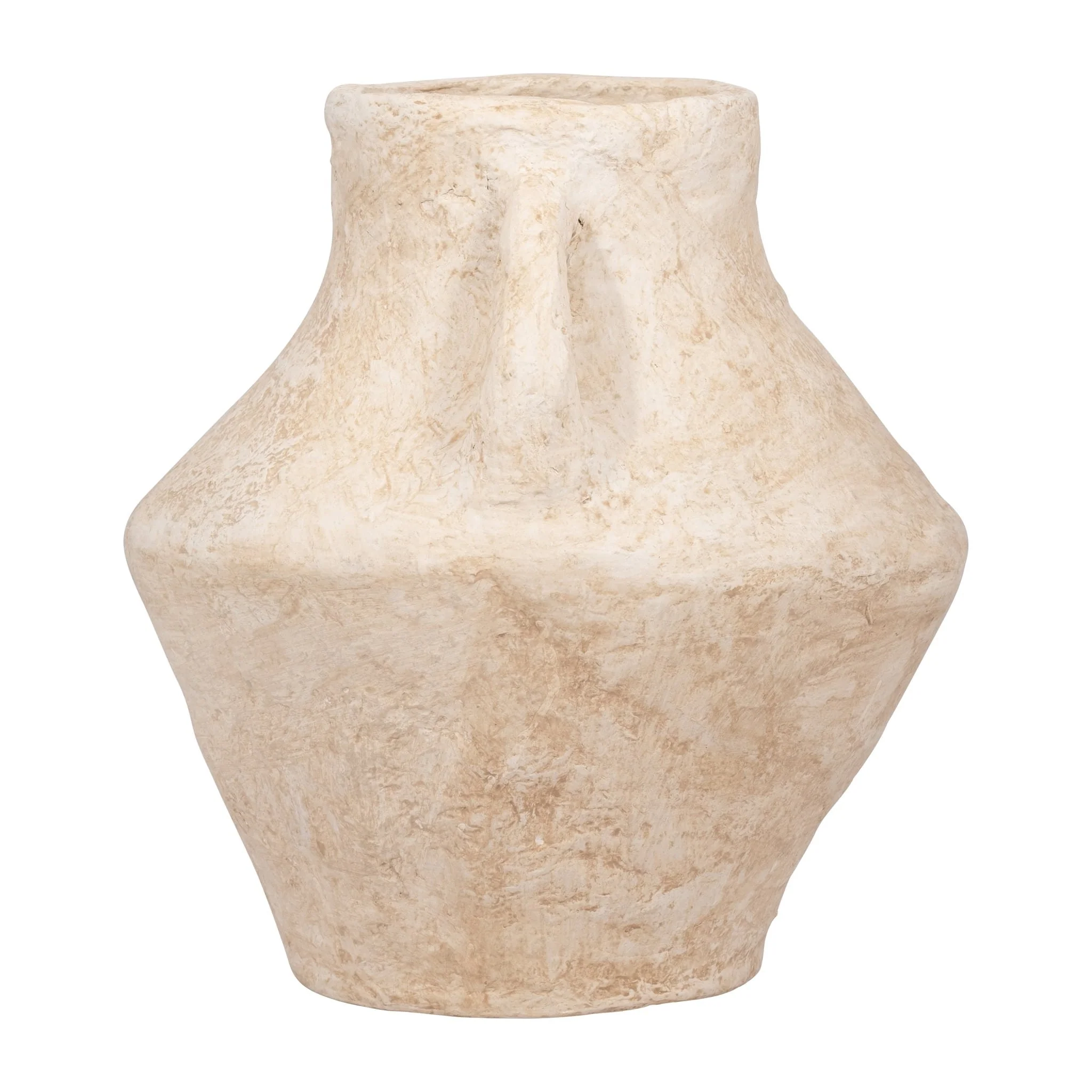 Paper Mache, 14" Vase With Handles, White - Image 3