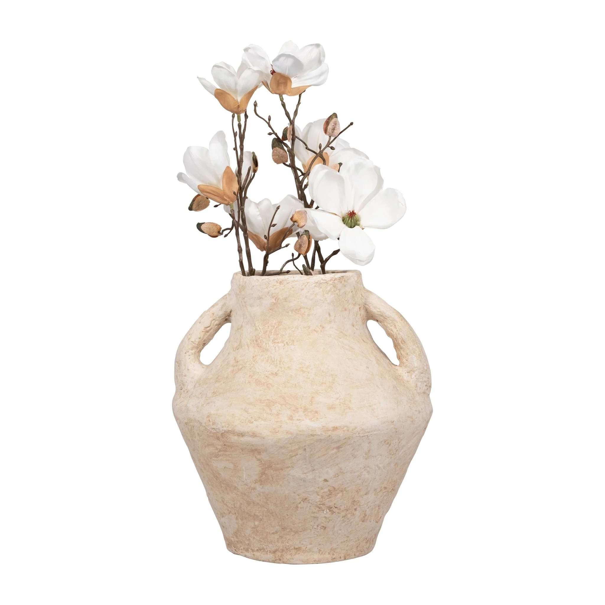 Paper Mache, 14" Vase With Handles, White - Image 4