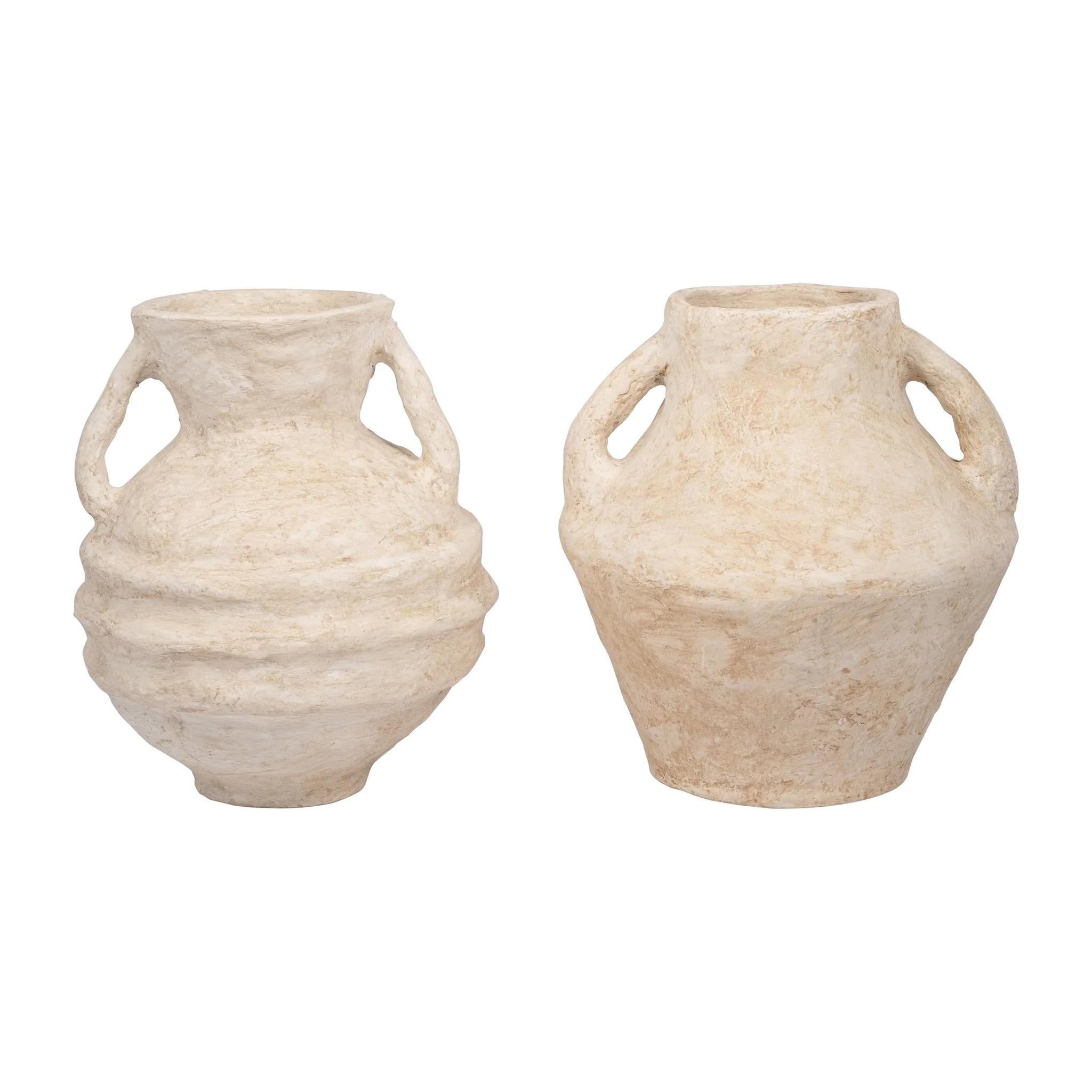 Paper Mache, 14" Vase With Handles, White - Image 8