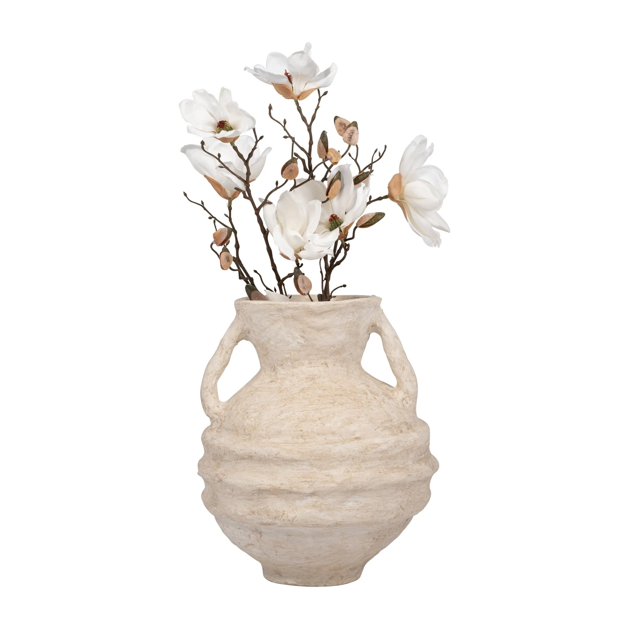 Paper Mache, 15" Vase With Handles, White - Image 4