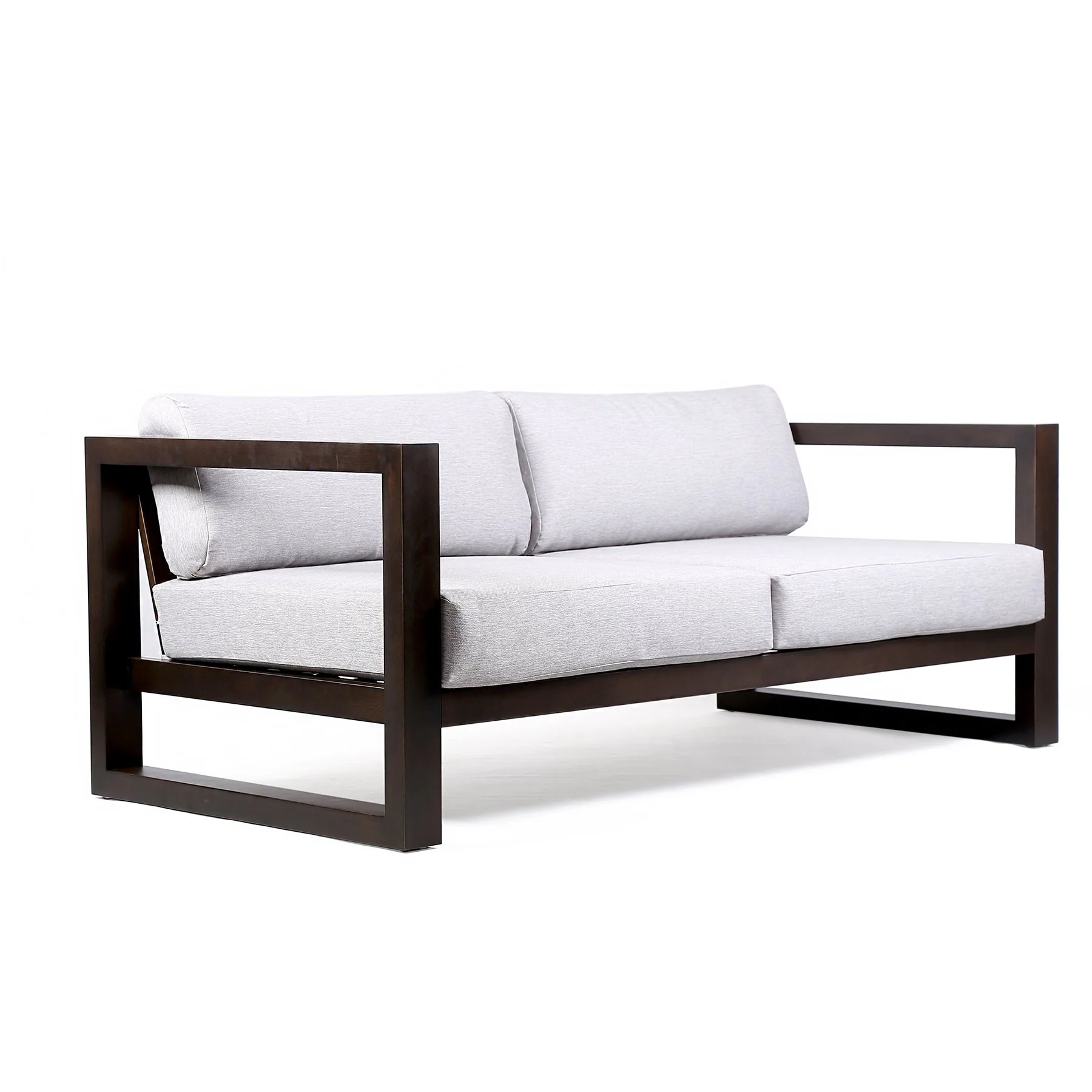 Paradise 4 Piece Outdoor Dark Eucalyptus Wood Sofa Seating Set with Gray Cushions - Image 3