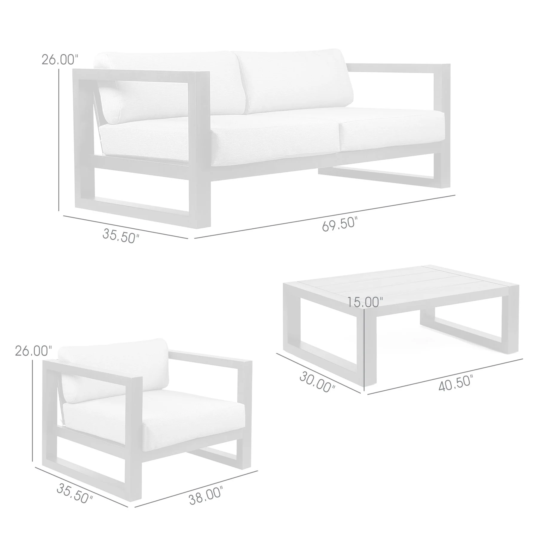 Paradise 4 Piece Outdoor Dark Eucalyptus Wood Sofa Seating Set with Gray Cushions - Image 8