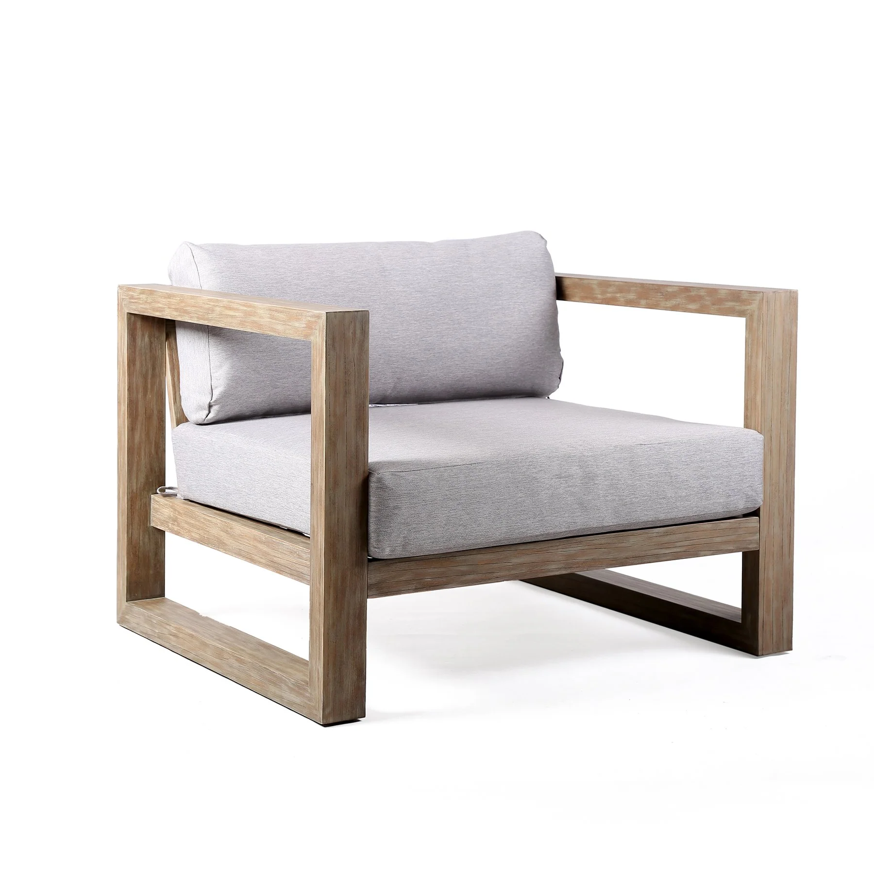 Paradise 4 Piece Outdoor Light Eucalyptus Wood Sofa Seating Set with Gray Cushions - Image 2