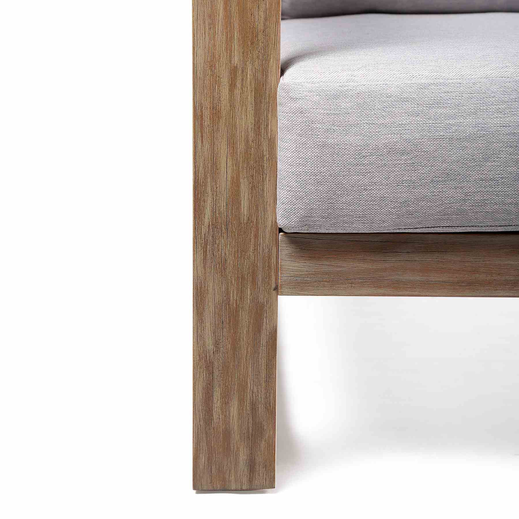 Paradise Outdoor Light Eucalyptus Wood Lounge Chair with Gray Cushions - Image 7