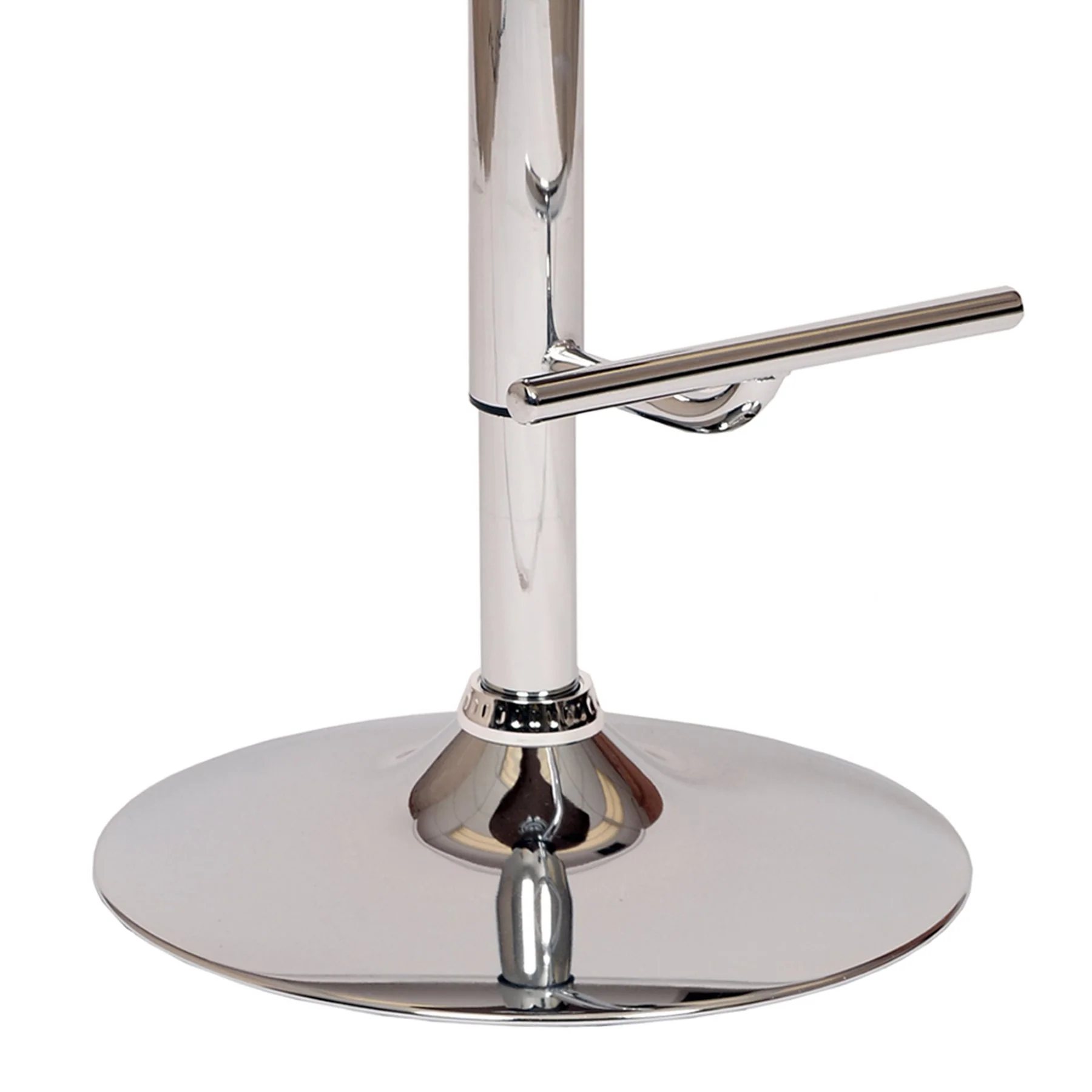 Paris Cream Faux Leather Adjustable Height Swivel Walnut Wood and Chrome Bar Stool - Image 3