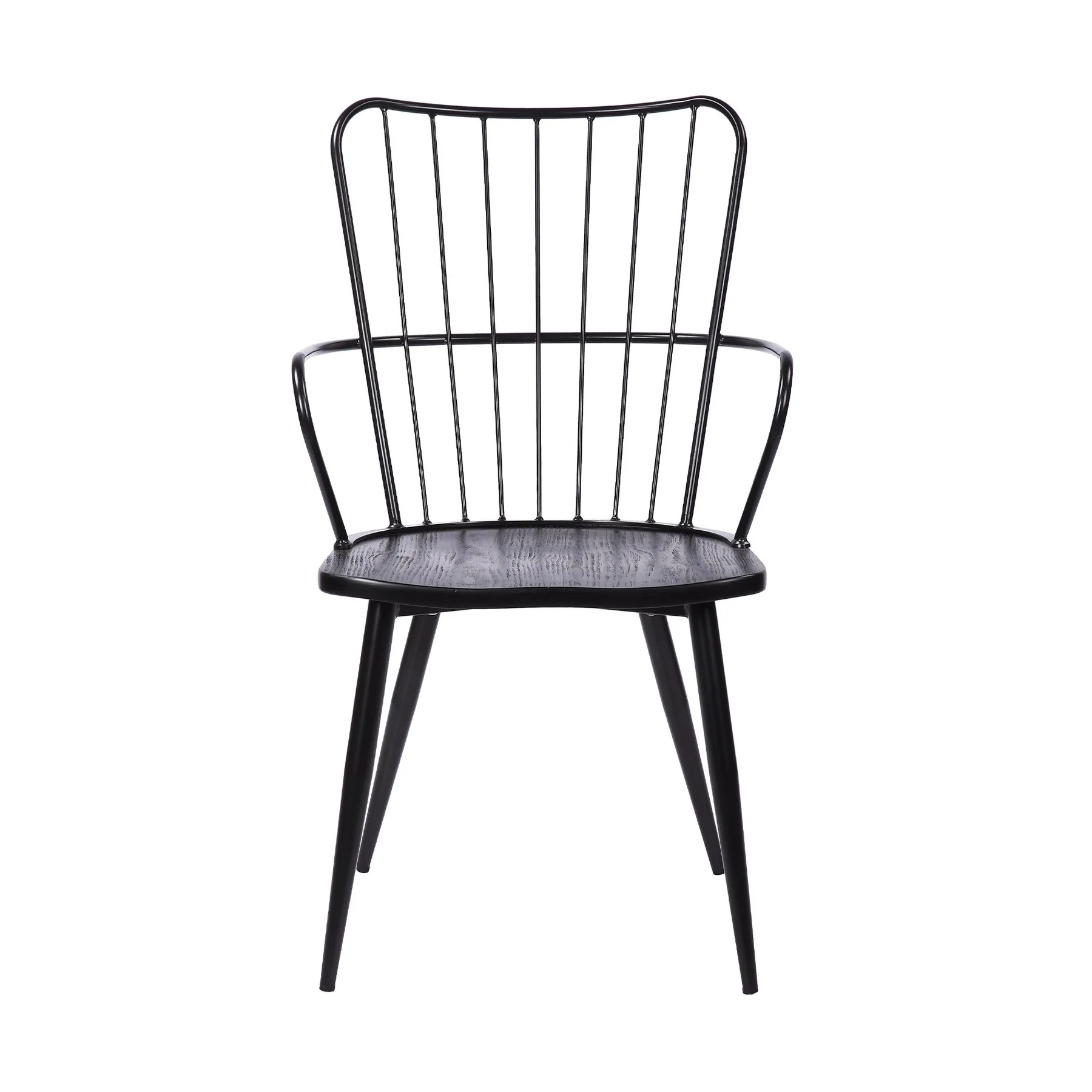 Parisa High Back Steel Framed Side Chair in Black Powder Coated Finish and Black Brushed Wood - Image 2