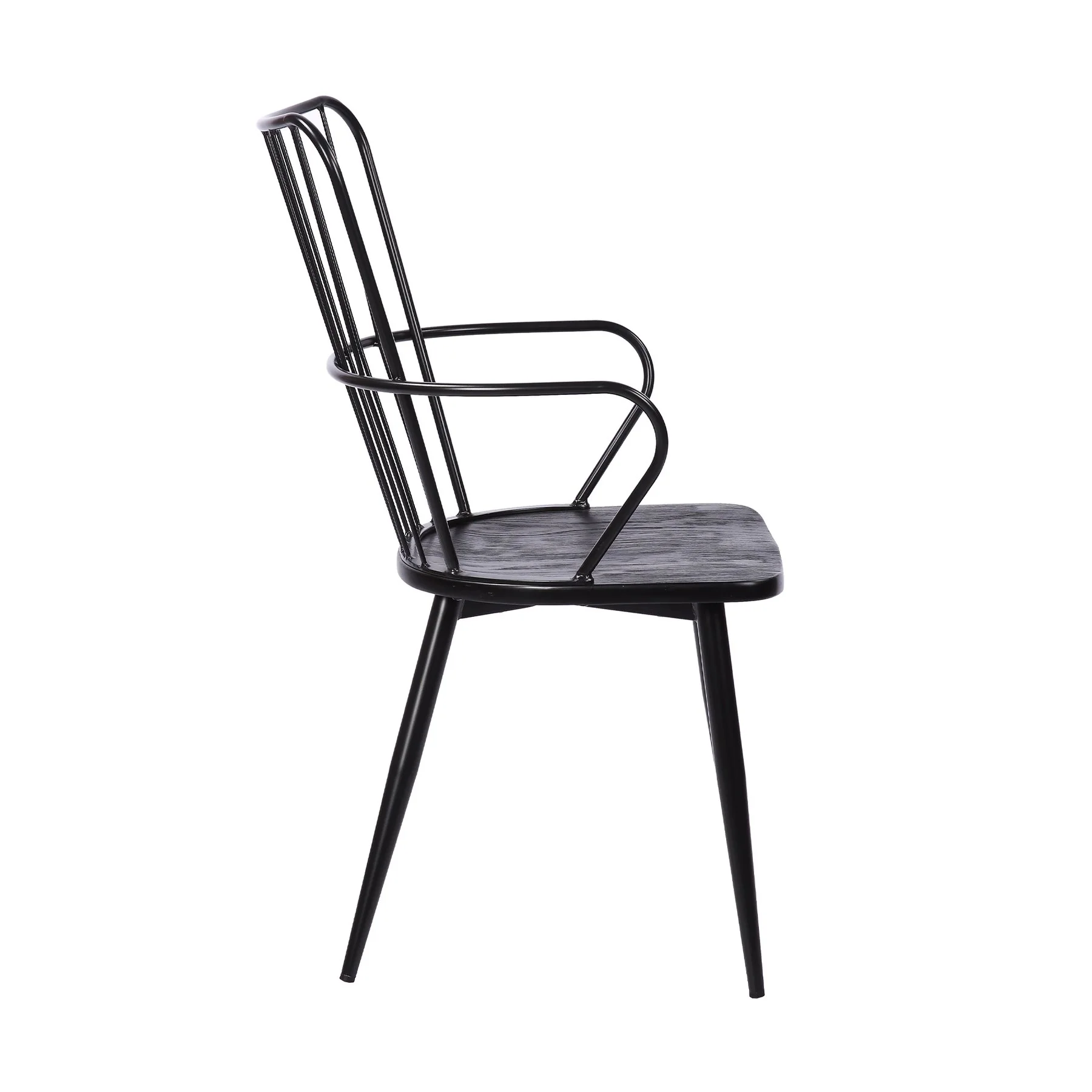 Parisa High Back Steel Framed Side Chair in Black Powder Coated Finish and Black Brushed Wood - Image 3