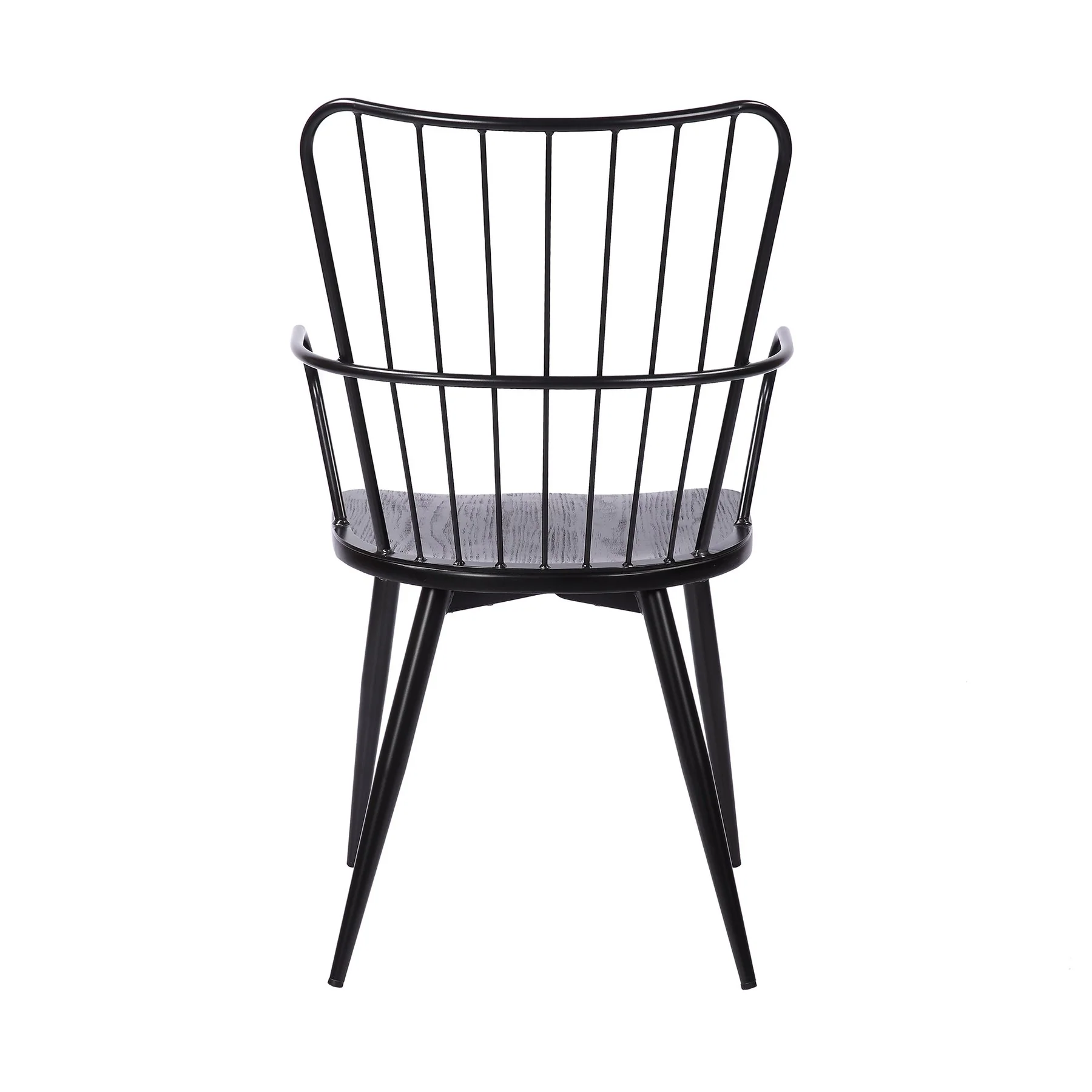Parisa High Back Steel Framed Side Chair in Black Powder Coated Finish and Black Brushed Wood - Image 5